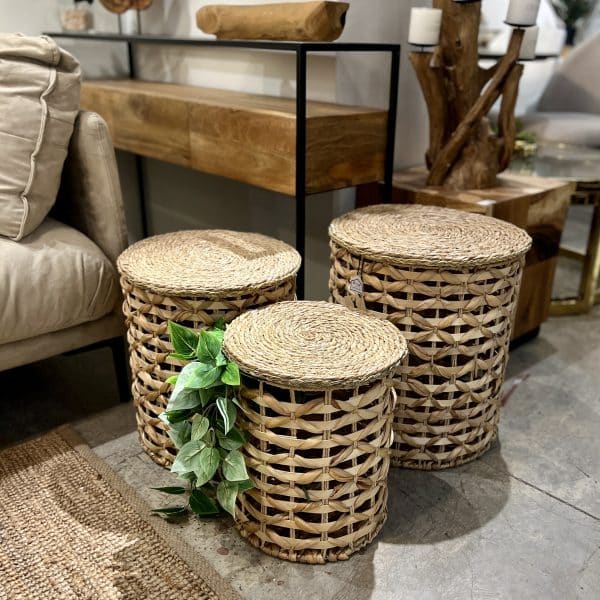 סל קש עגול עם מכסה דגם אליס