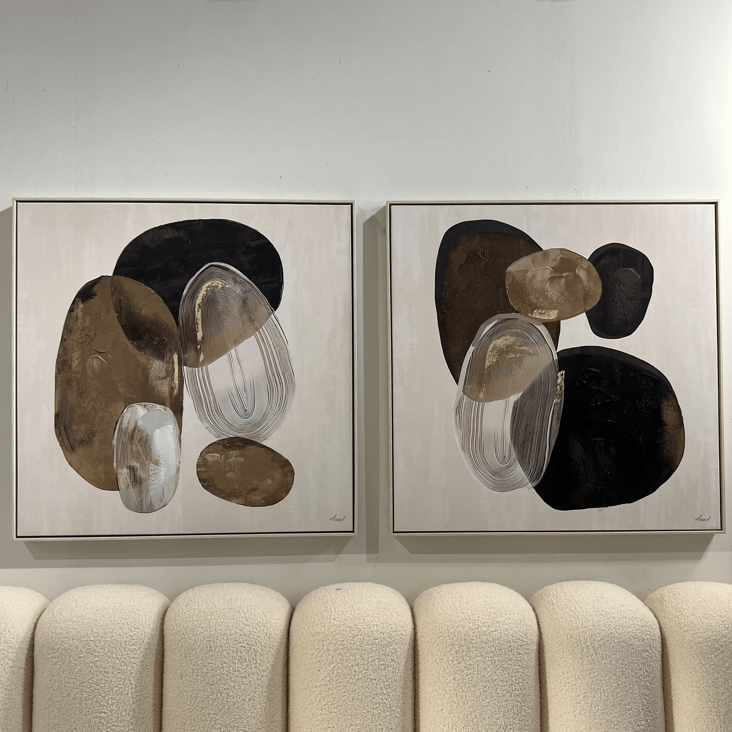 תמונה אנאל עבודת יד עיגולים מסגרת לבנה תמונה אנאל עבודת יד עיגולים מסגרת לבנה