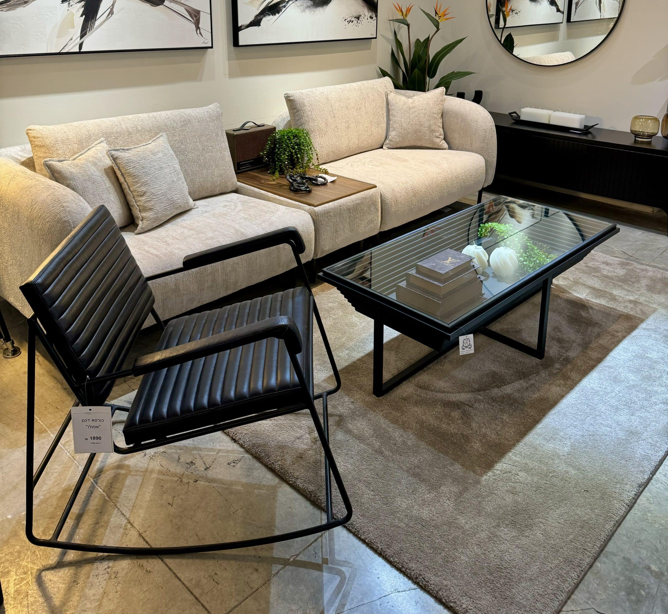 כורסא נדנדה דגם אפולו עור