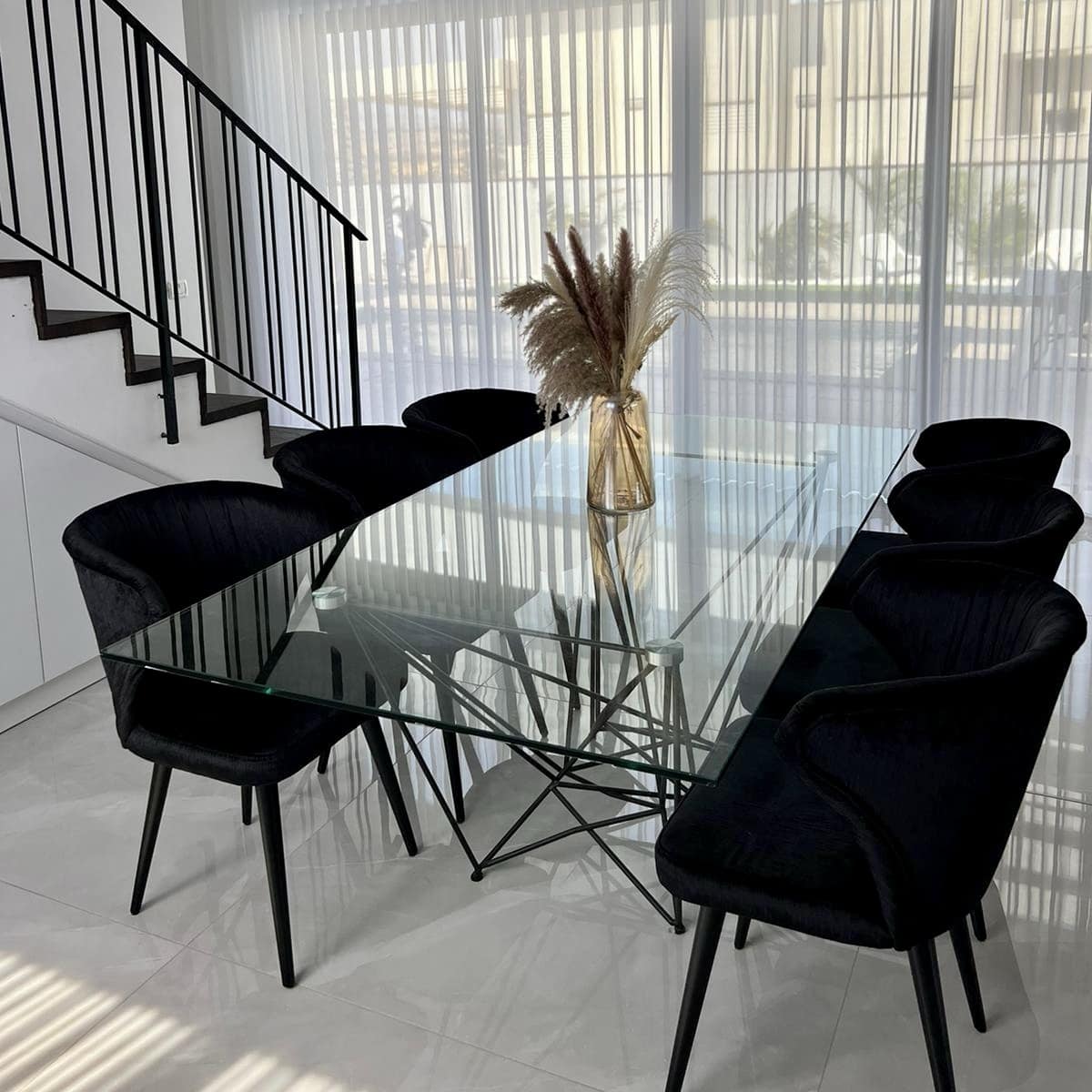 שולחן פינת אוכל זכוכית דגם עכביש - SALE