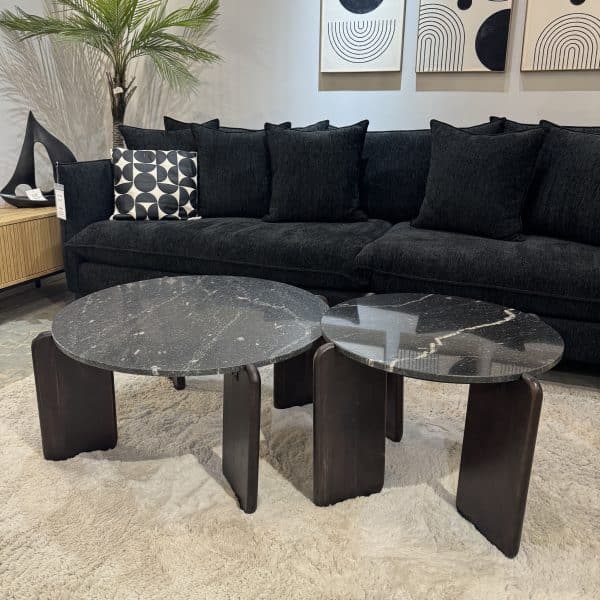 שולחן סלון פאבריציו שיש שחור רגליים שחור דגם ראבי