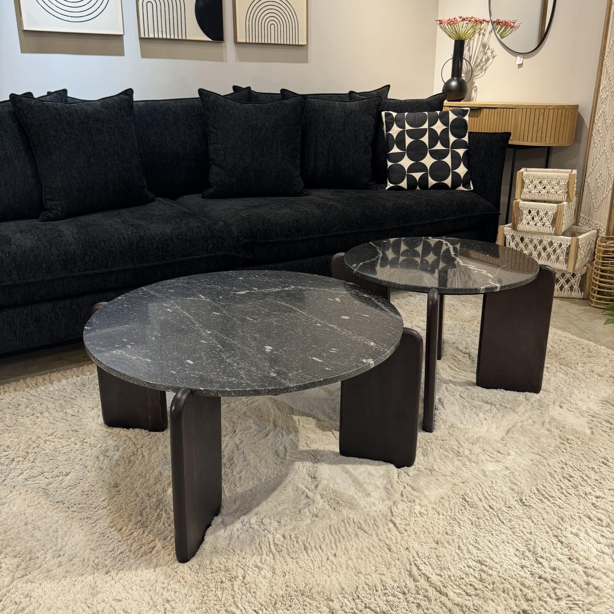 שולחן סלון פאבריציו שיש שחור רגליים שחור דגם ראבי