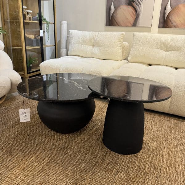 שולחן סלון סופיה שחור שיש שחור בסיס שחור דגם ראבי