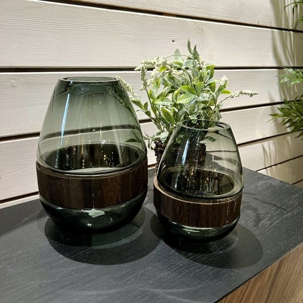 כד זכוכית אפורה אמצע עץ דגם אליס