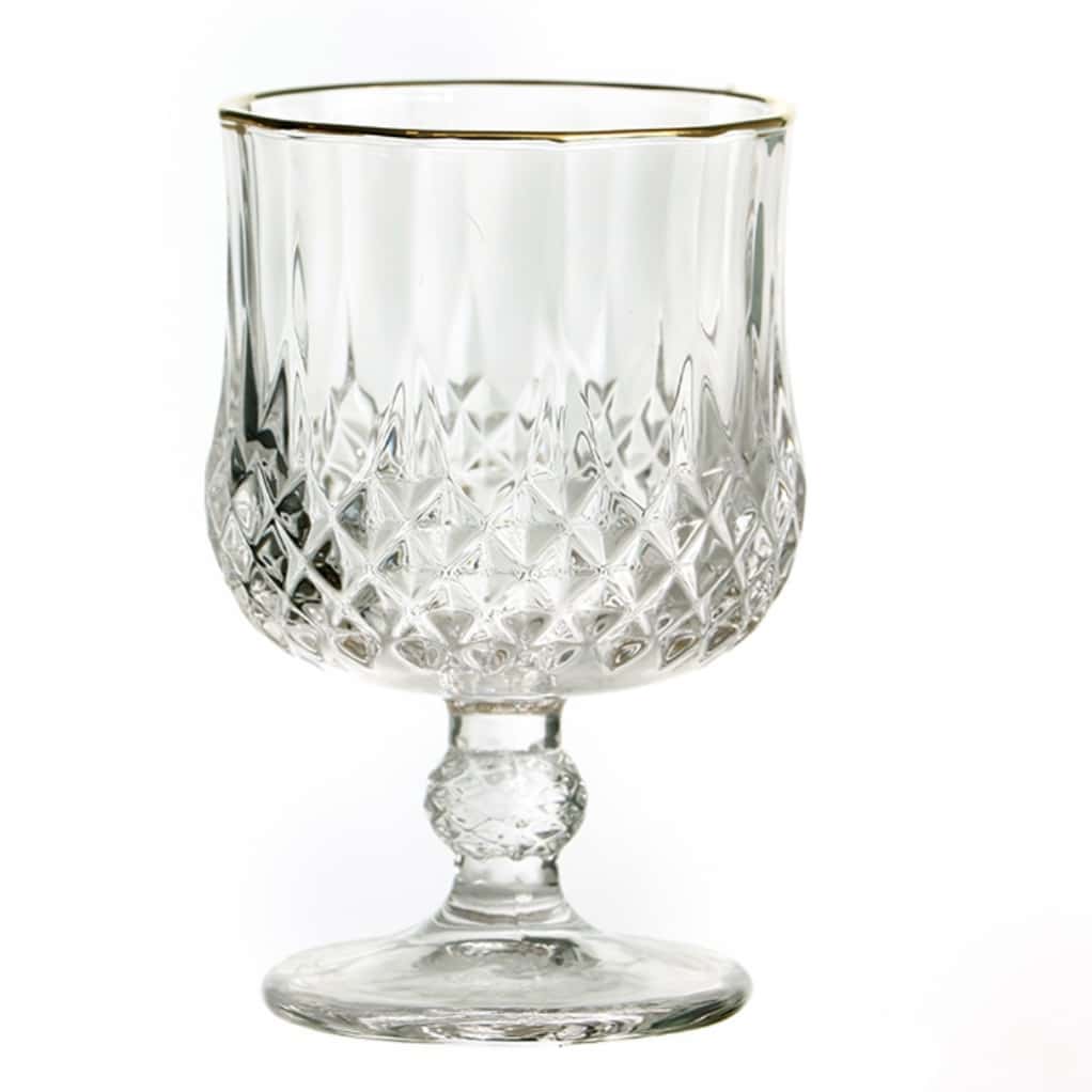 סט 6 גביעי שתיה קרה מעויינים זכוכית פס זהב