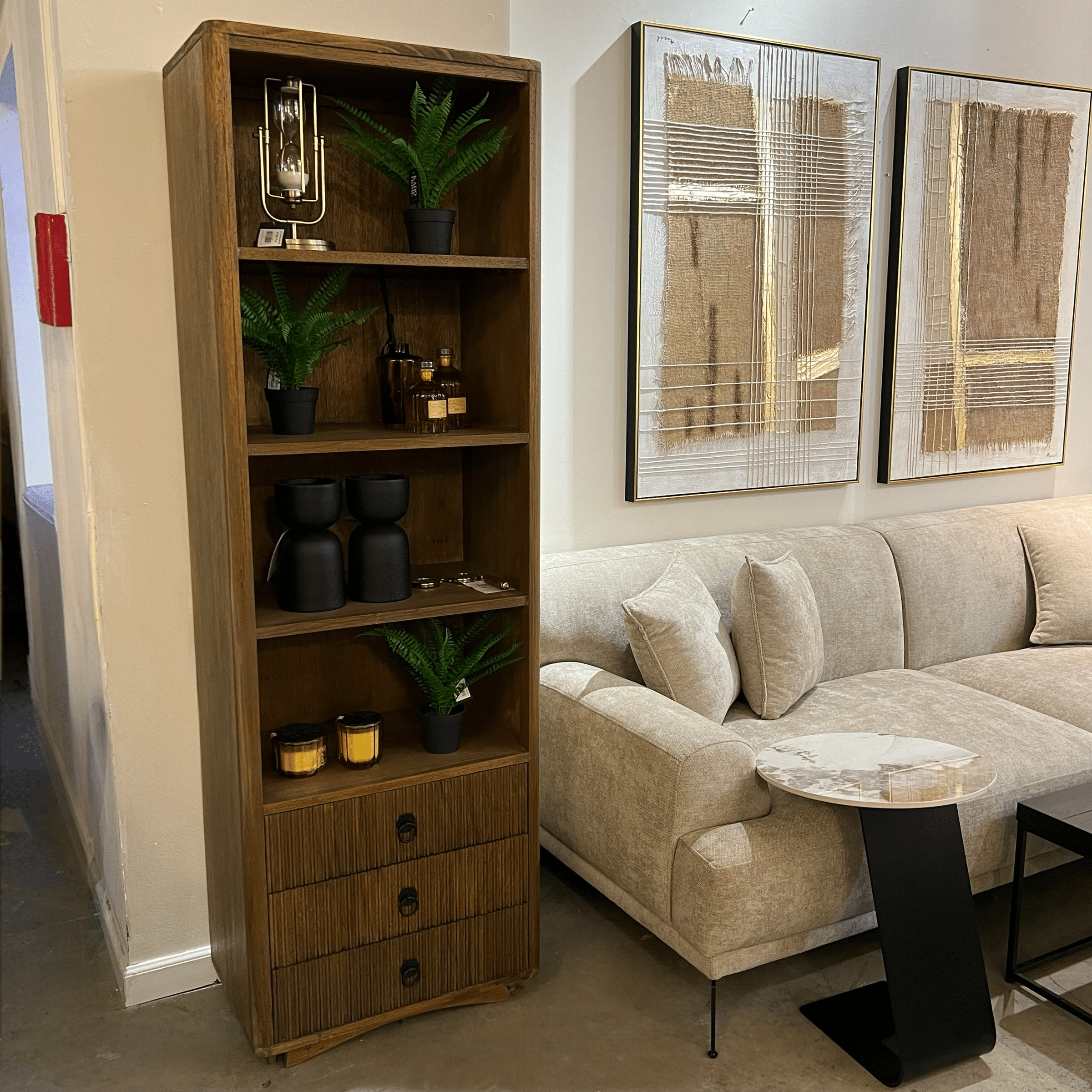 יחידת מדפים מעוצבת עץ 3 מגירות צרה דגם מיגל