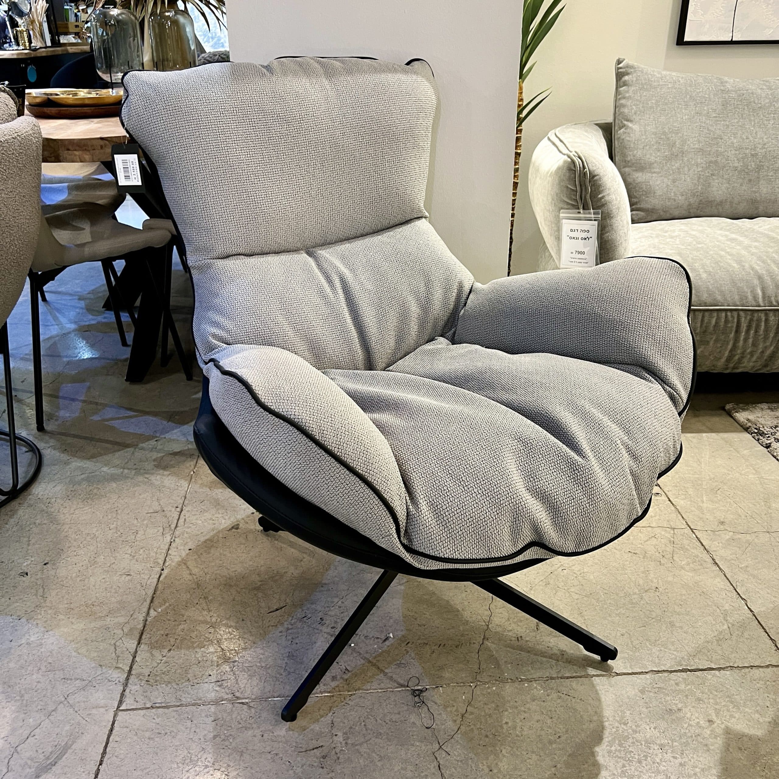 כורסא בד אפור בטון גב שחור דגם דין