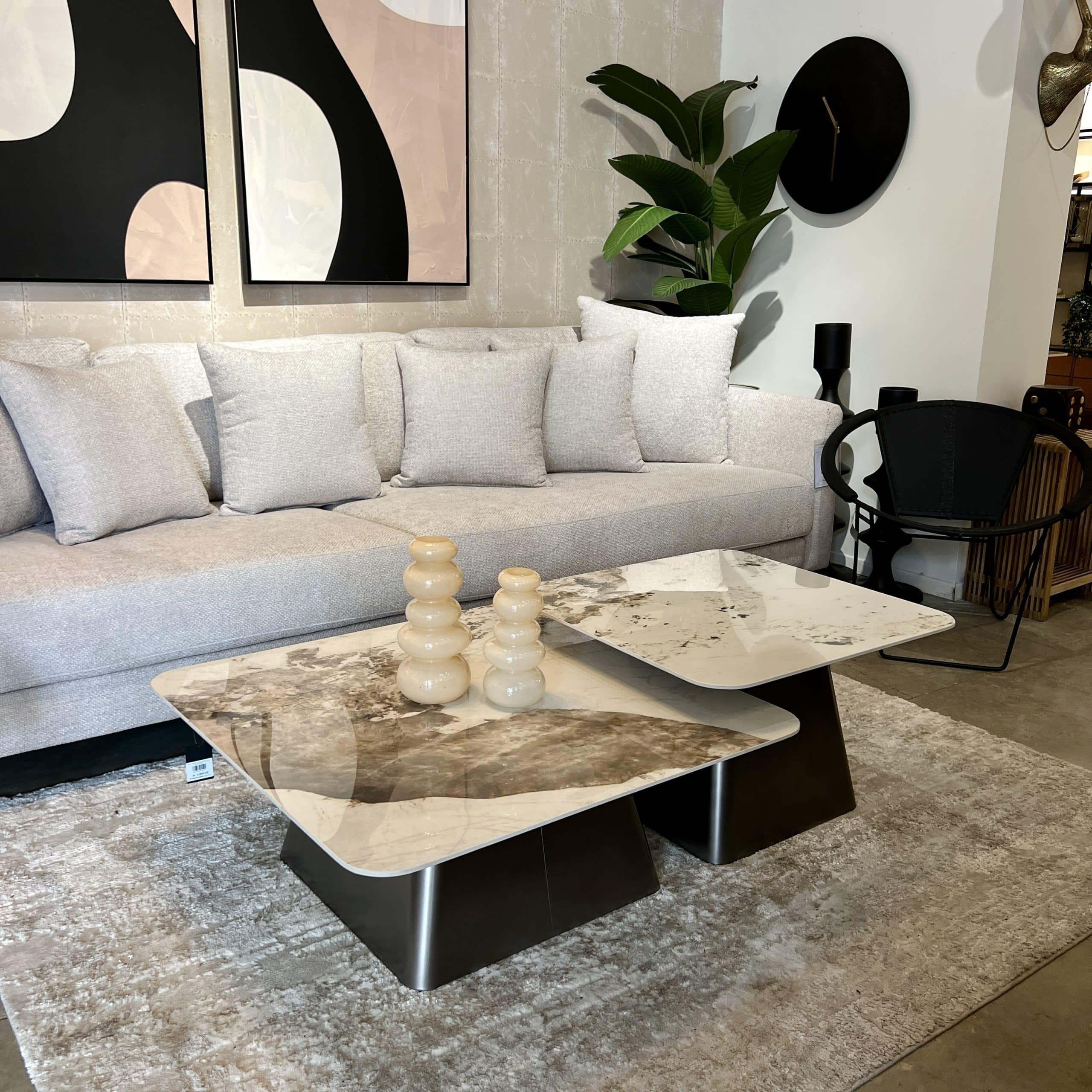 סט שולחנות סלון מרובע מרבל דגם קימי