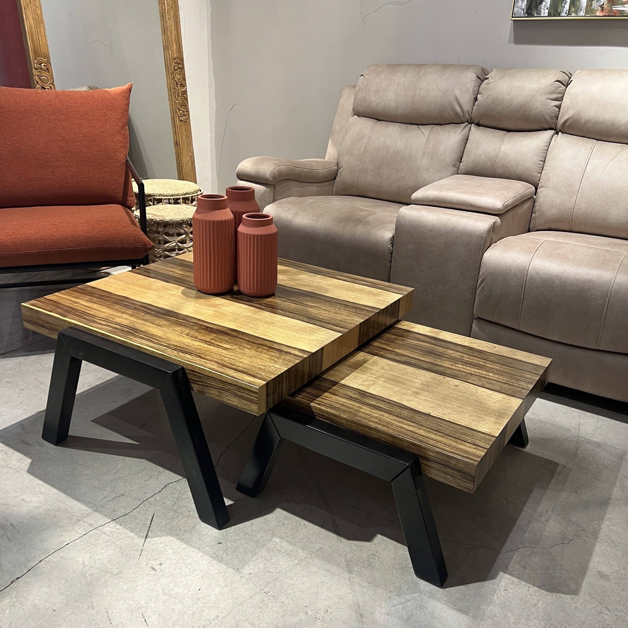 סט שולחנות סלון אגוז אפריקאי דגם ארמן