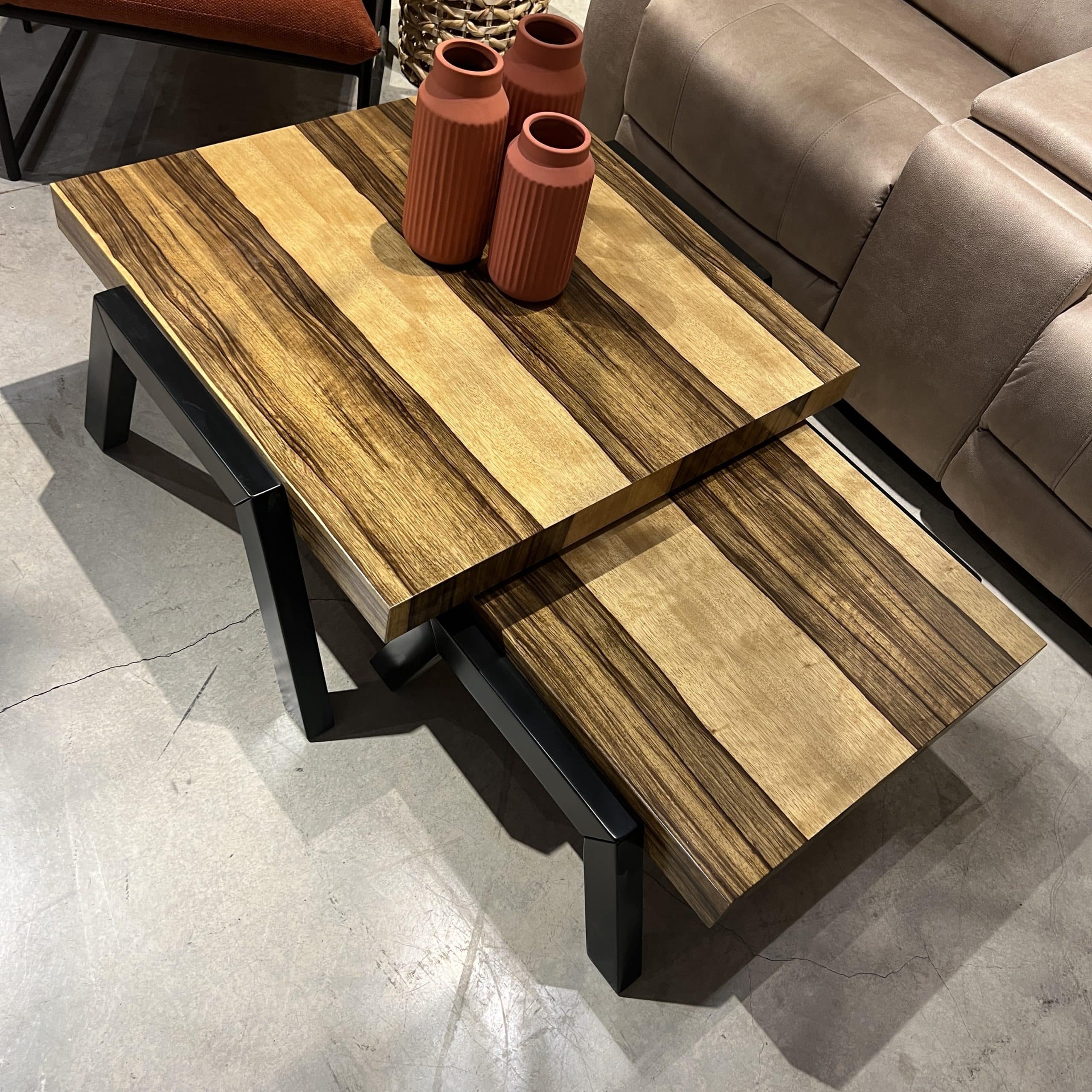 סט שולחנות סלון אגוז אפריקאי דגם ארמן