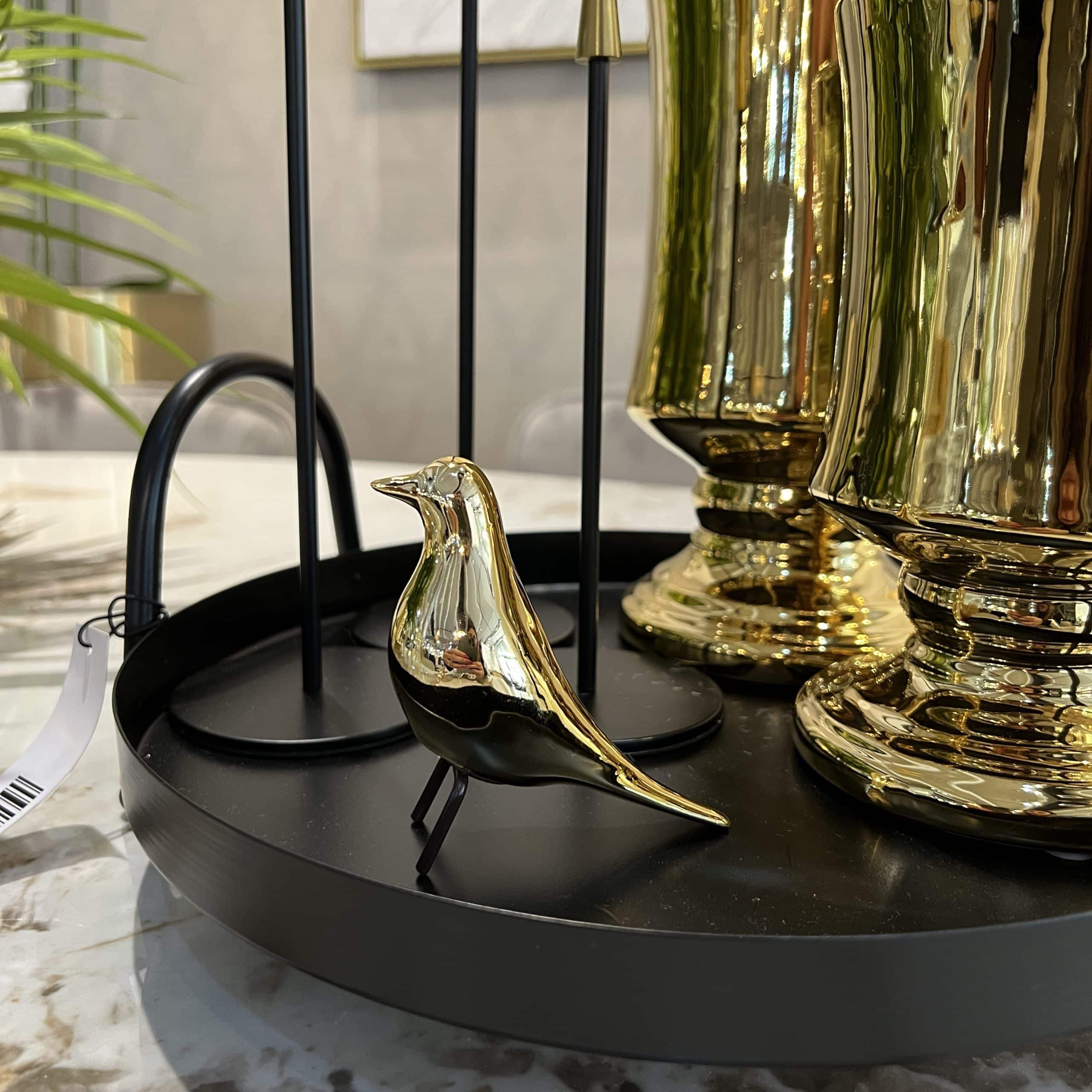 פסל ציפור יושבת מיני זהב / ניקל פסל ציפור יושבת מיני זהב / ניקל