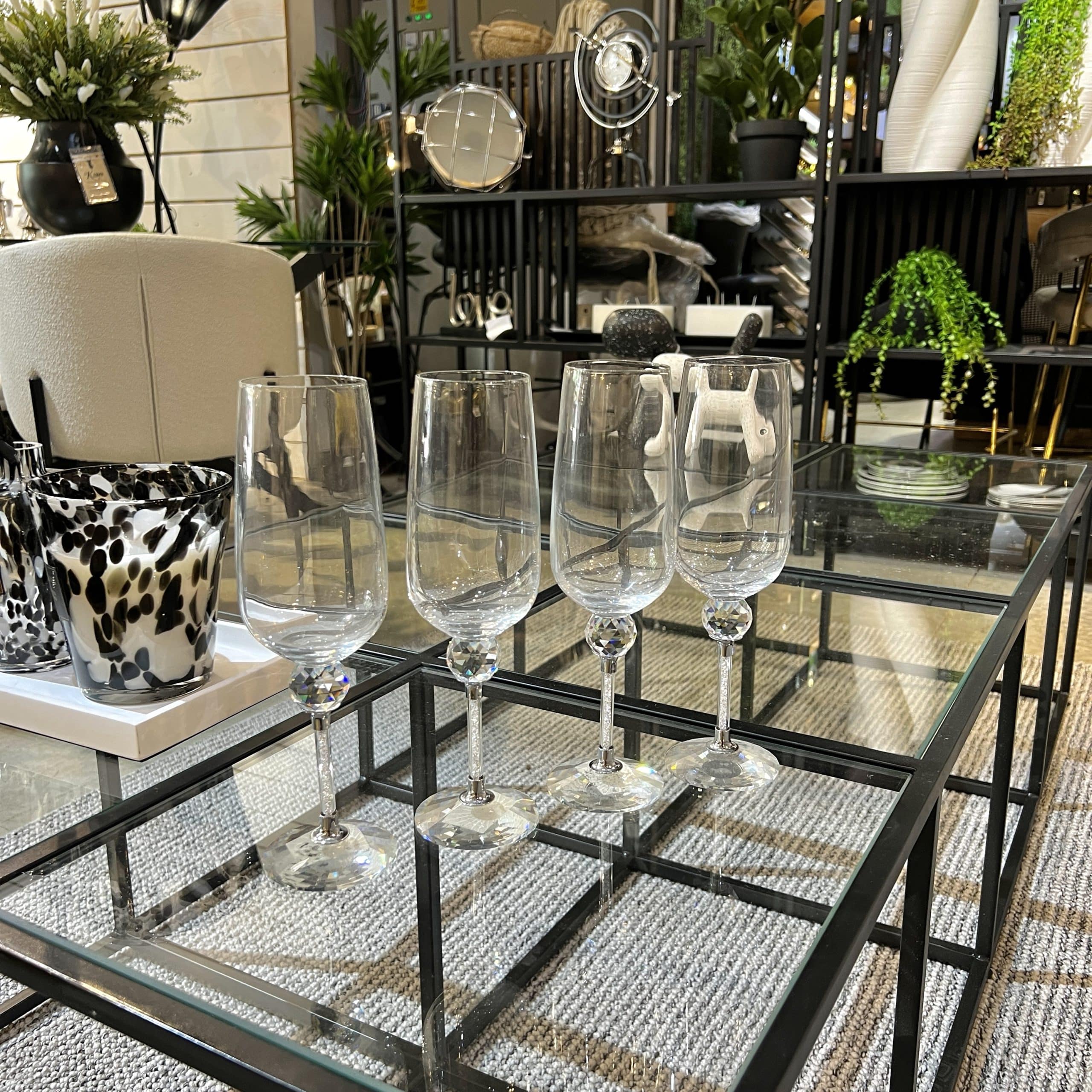 כוס גביע שמפנייה מהודר אבני קריסטל כוס גביע שמפנייה מהודר אבני קריסטל