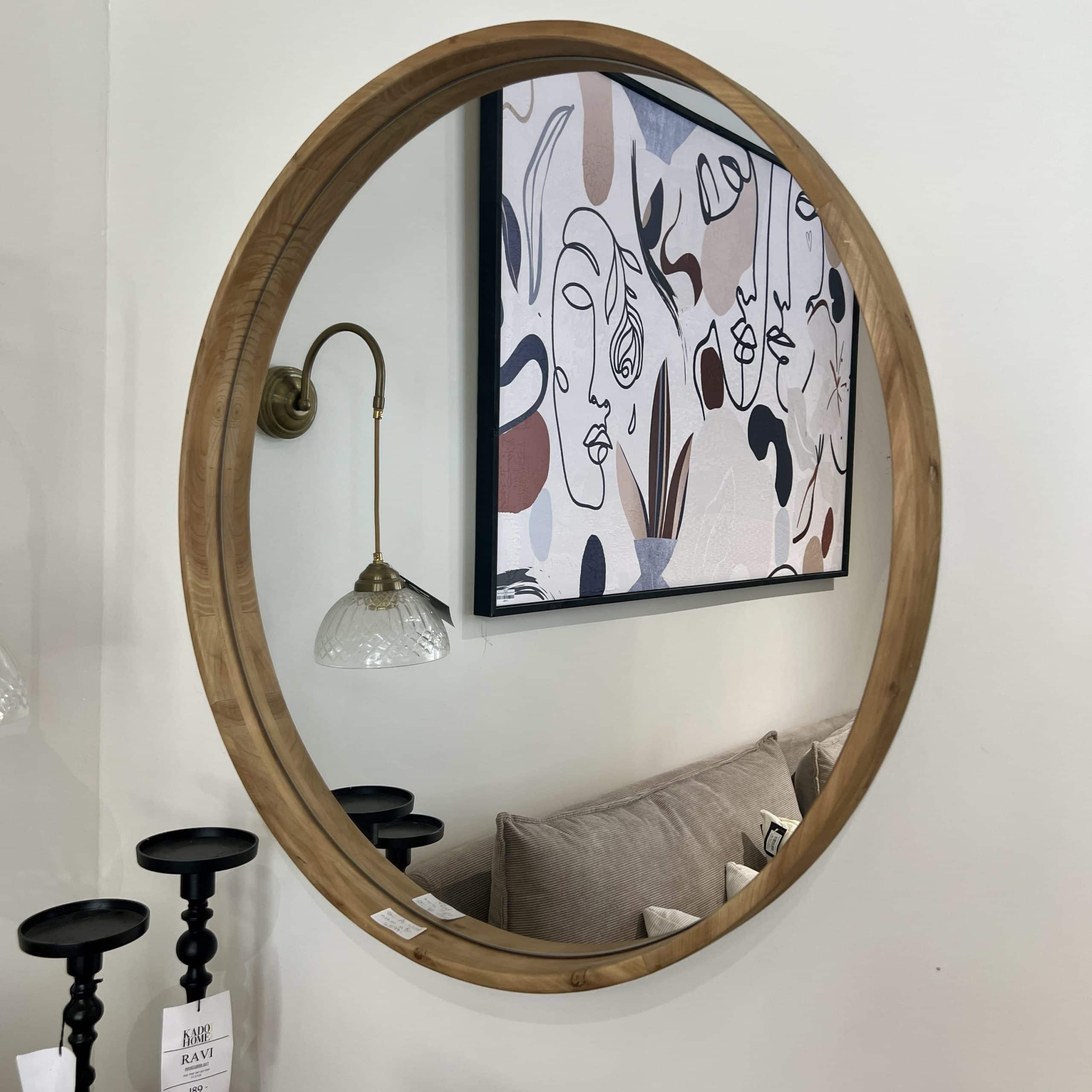 מראה עץ טבעי קוטר 80 דגם שחם מראה עץ טבעי קוטר 80 דגם שחם