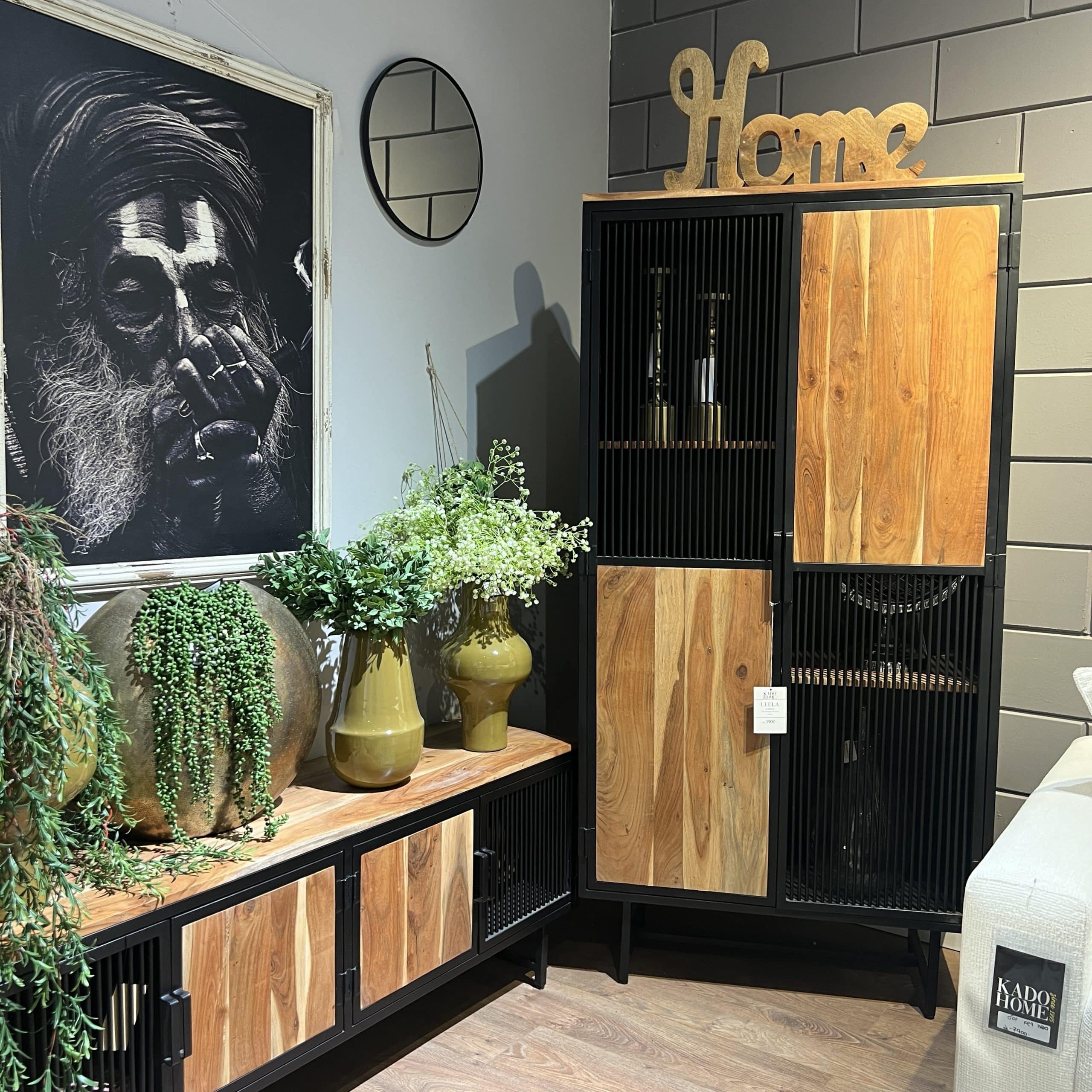 ספריה עץ שיטה דלתות פסים ברזל שחור דגם לילה - 2 יחידות אחרונות!