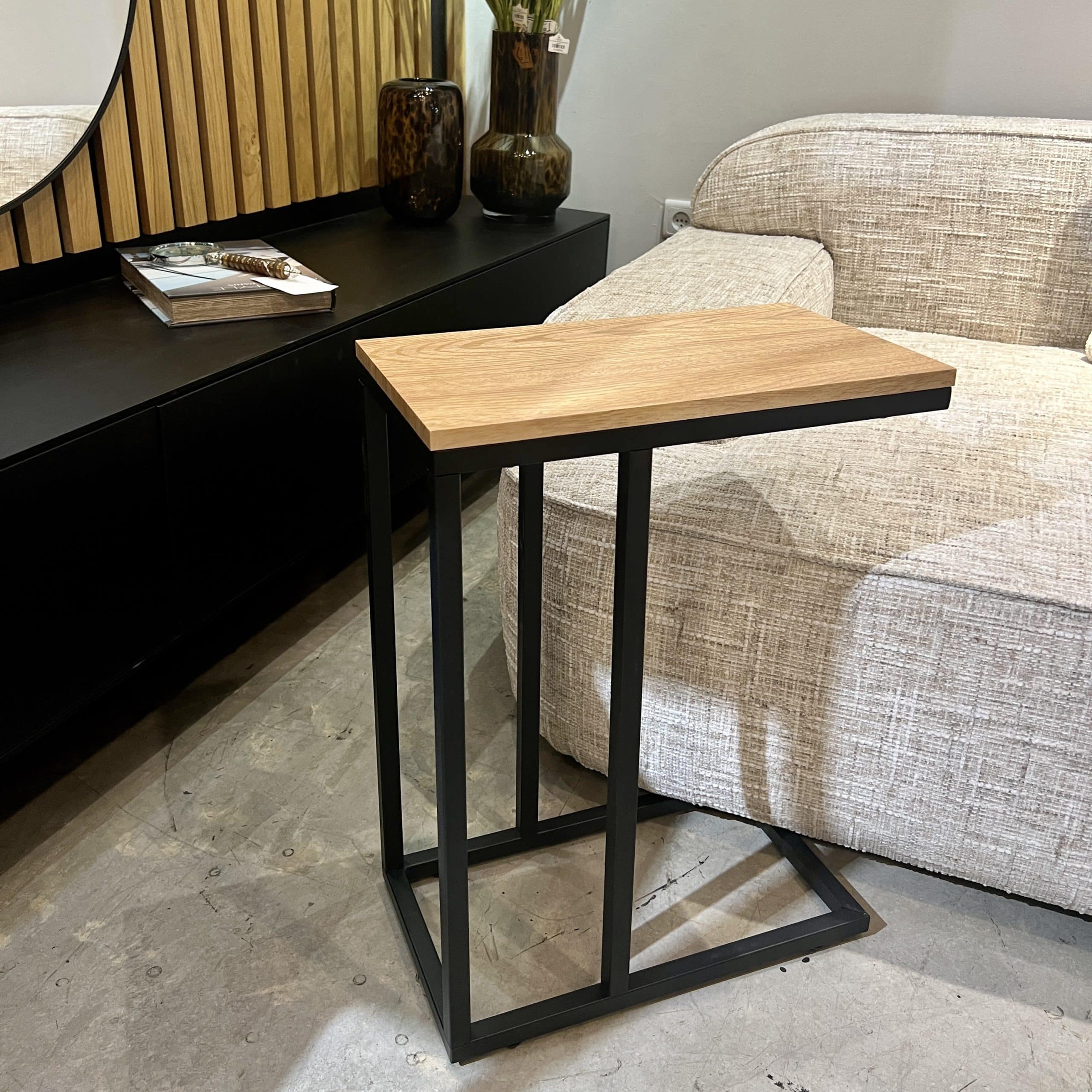 נשכן מלבני אלון טבעי רגל ברזל שחור SALE נשכן מלבני אלון טבעי רגל ברזל שחור SALE