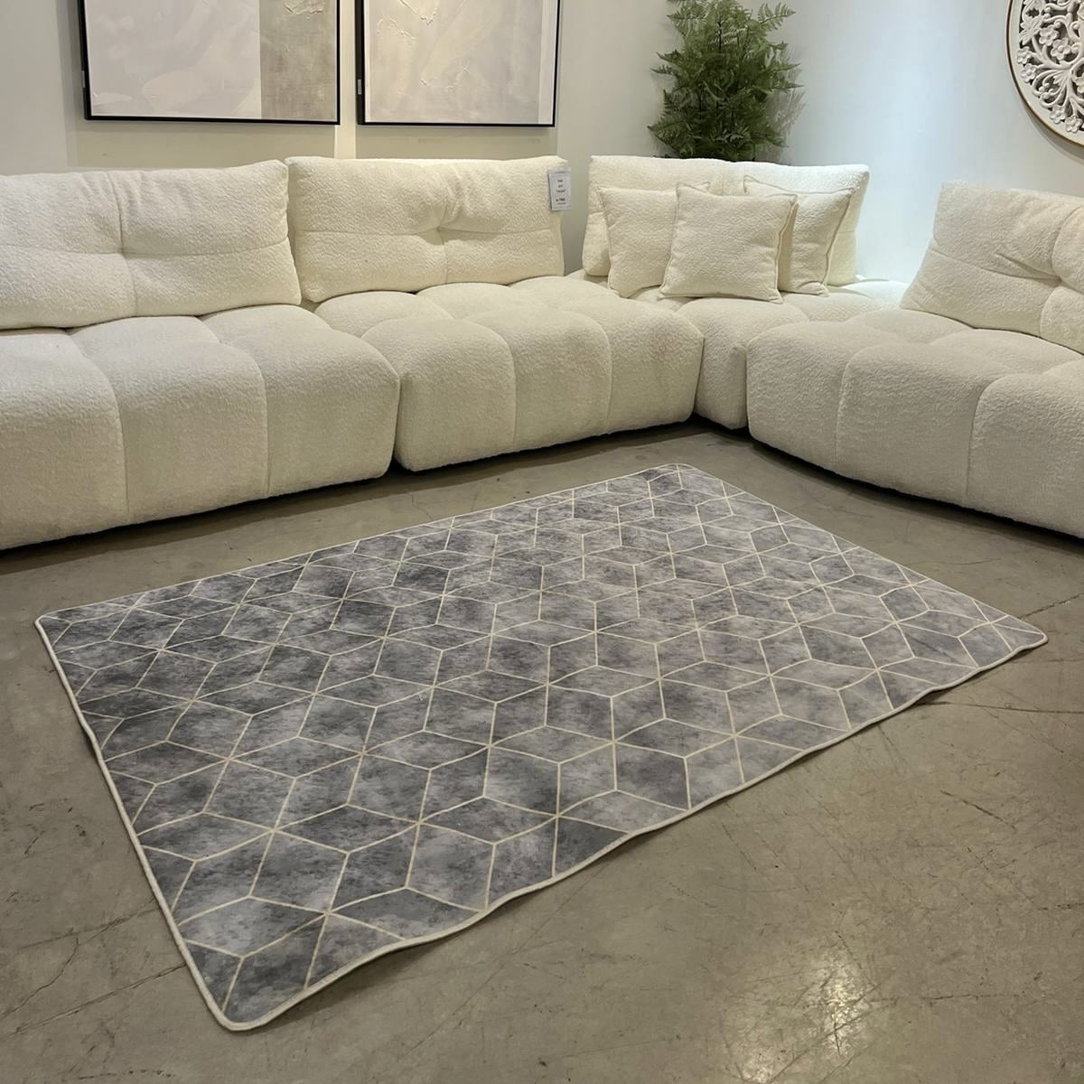 שטיח תלת מימד קוביות אפור דגם טאי שטיח תלת מימד קוביות אפור דגם טאי