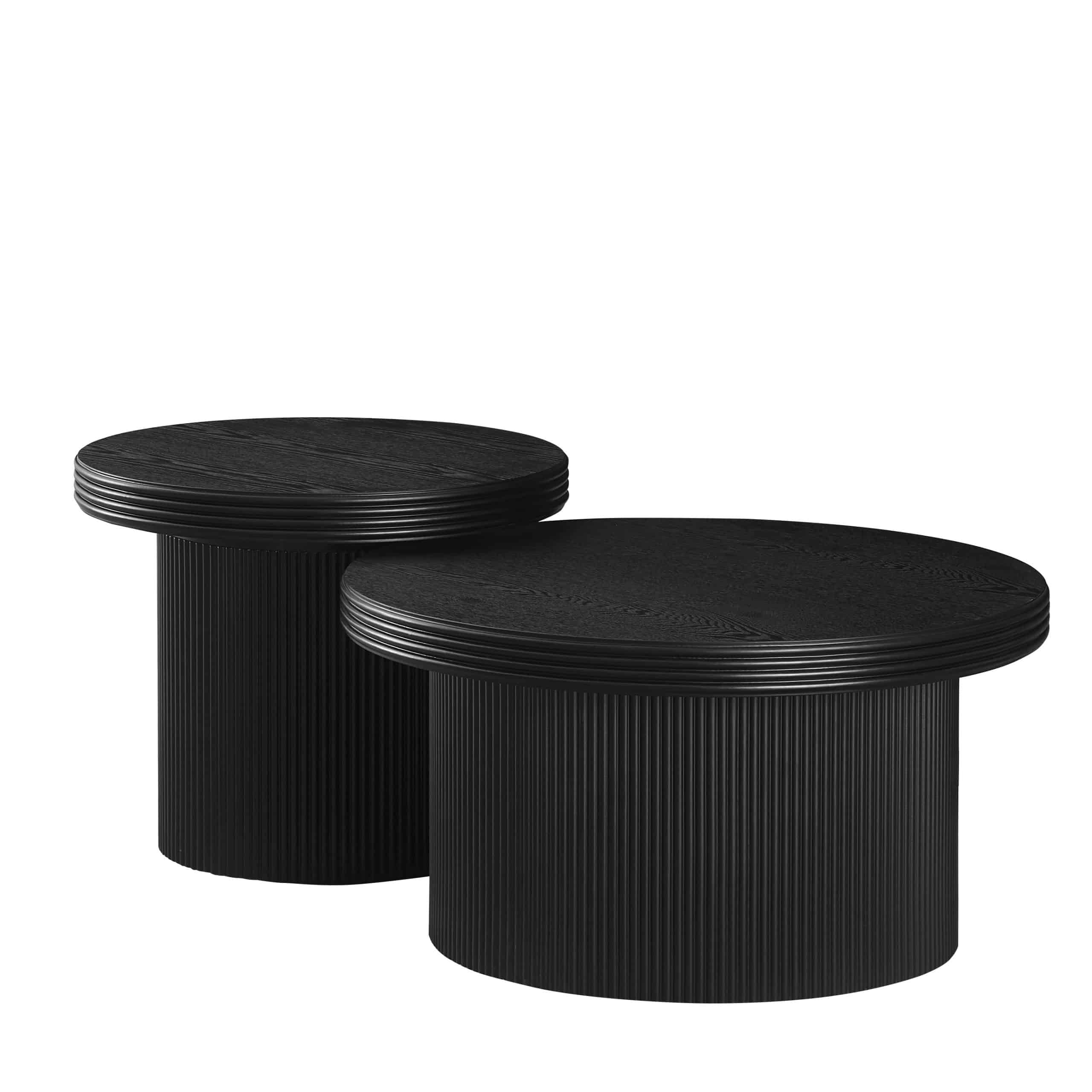 סט שולחנות סלון עגולים מעוצבים שחור דגם סלינה סט שולחנות סלון עגולים מעוצבים שחור דגם סלינה