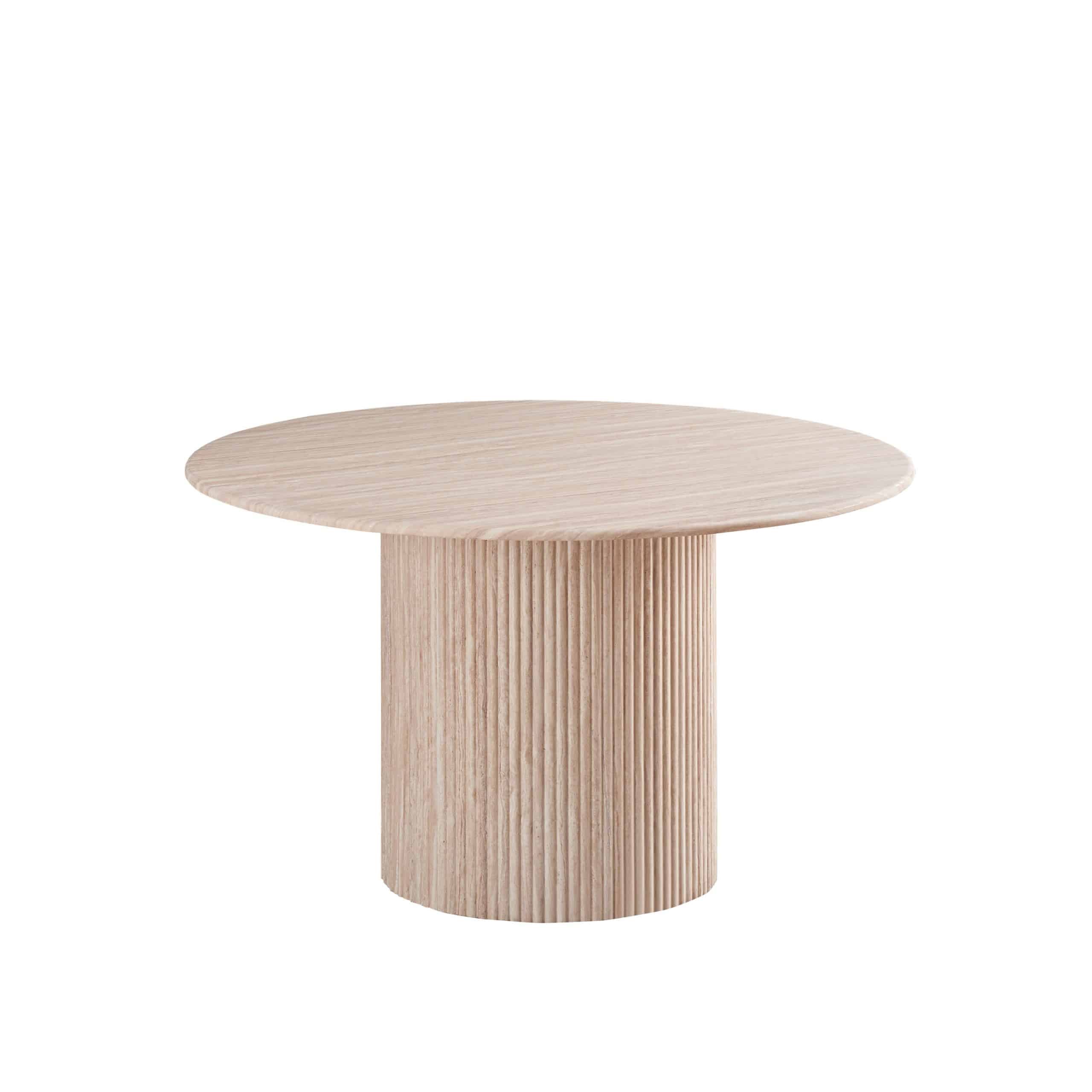 שולחן אוכל עגול טרוורטין דגם סלינה