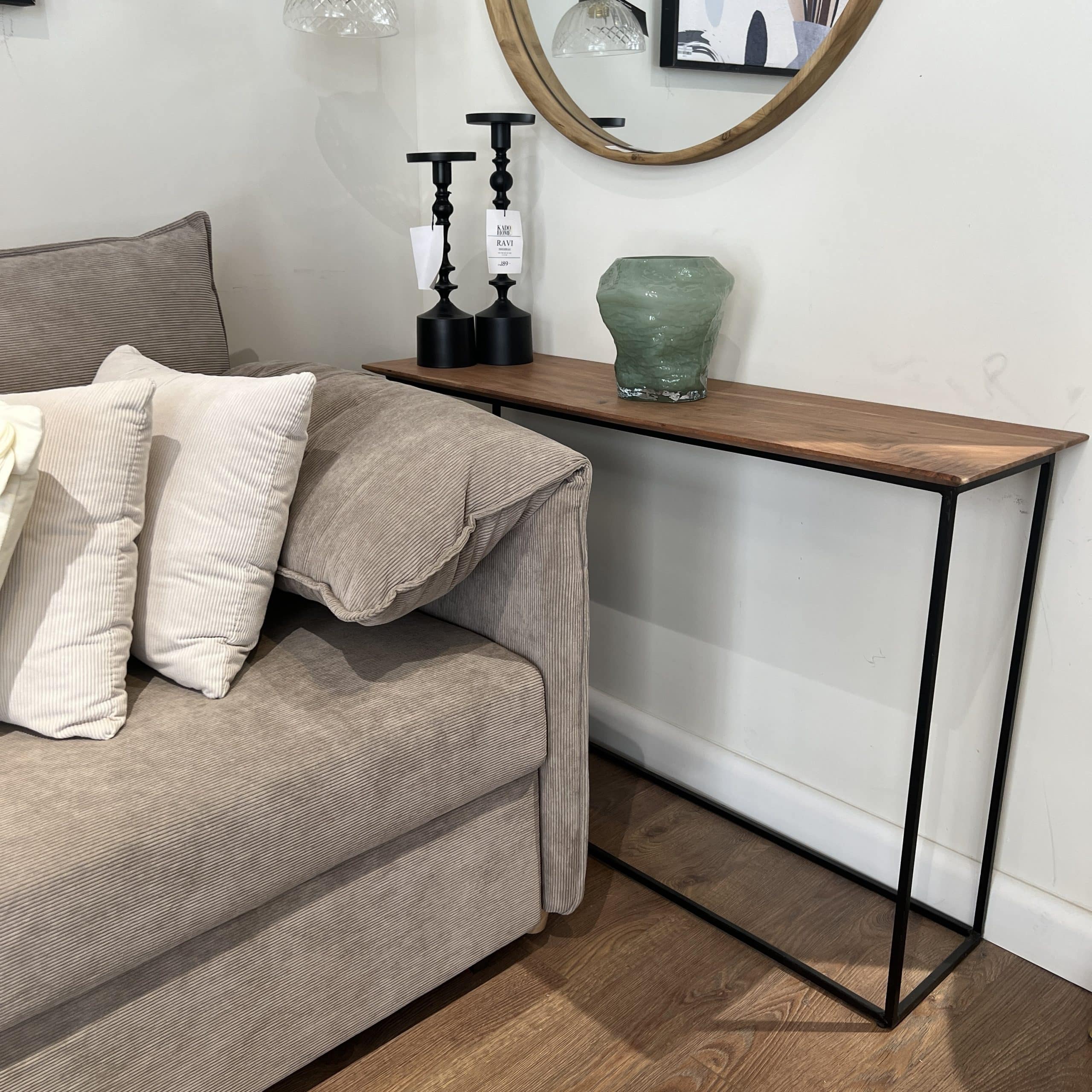 קונסולה דגם ווד סקיני קטנה עץ שיטה רגלי ברזל שחור