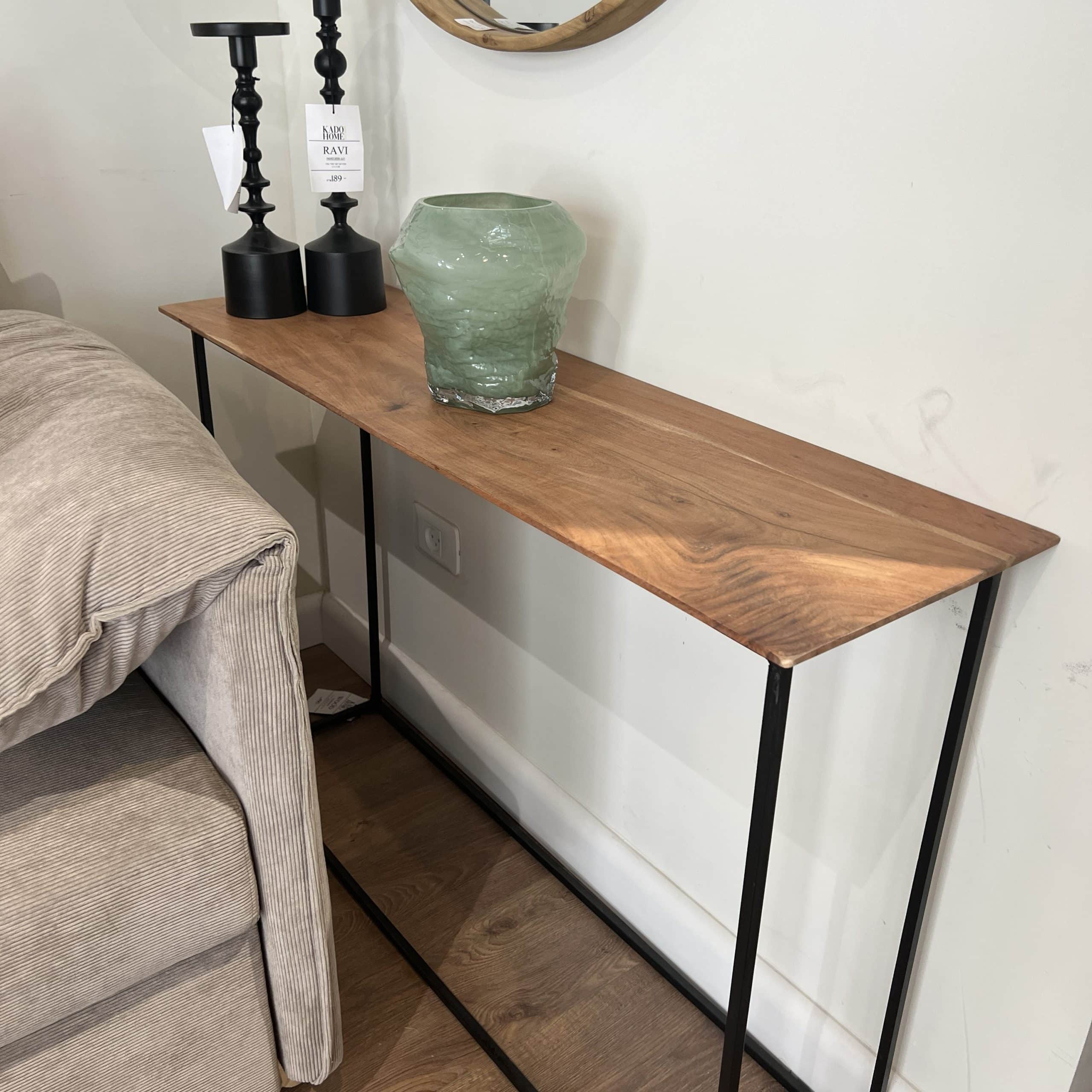 קונסולה דגם ווד סקיני קטנה עץ שיטה רגלי ברזל שחור