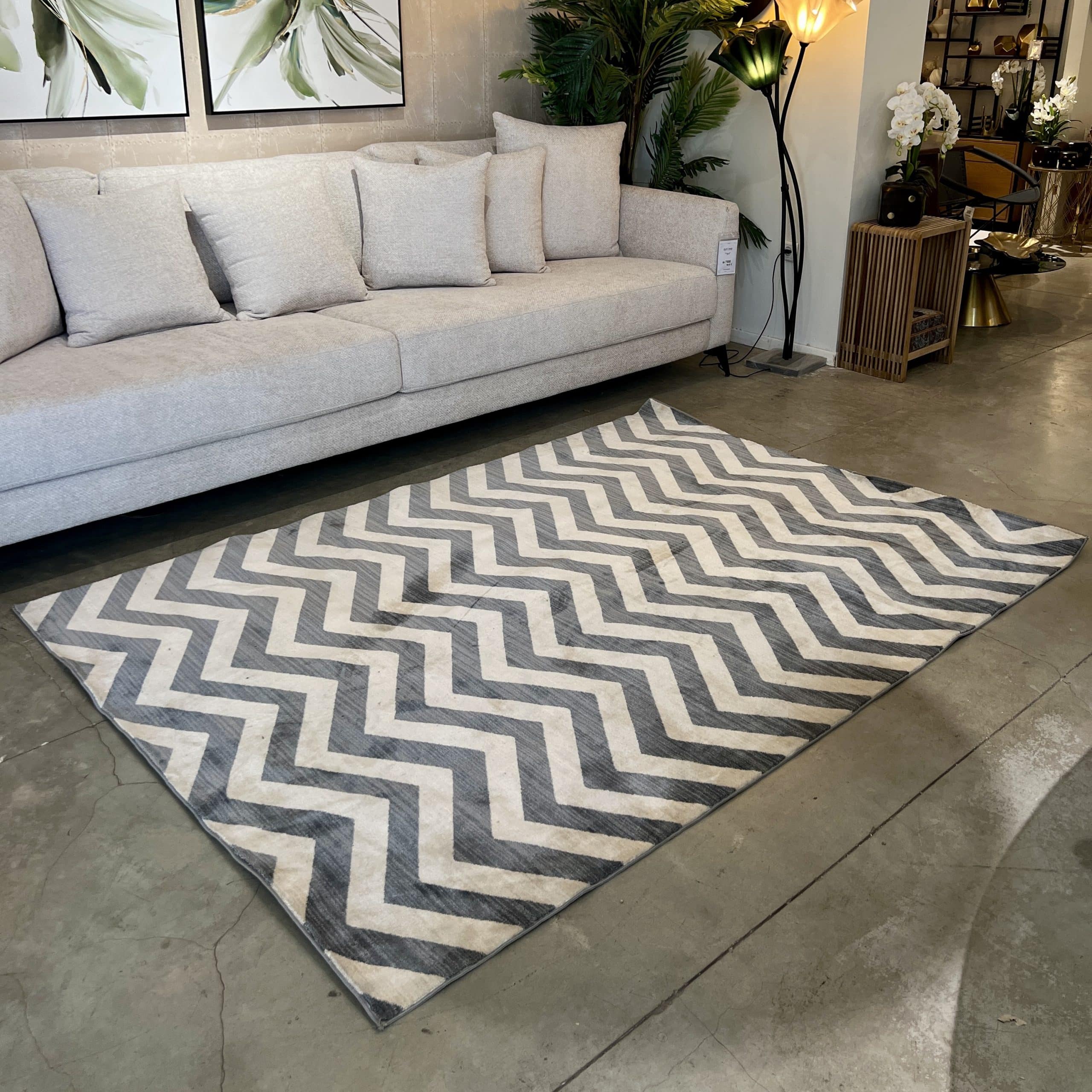 שטיח זיגזג תכלת שמנת דגם אריזונה