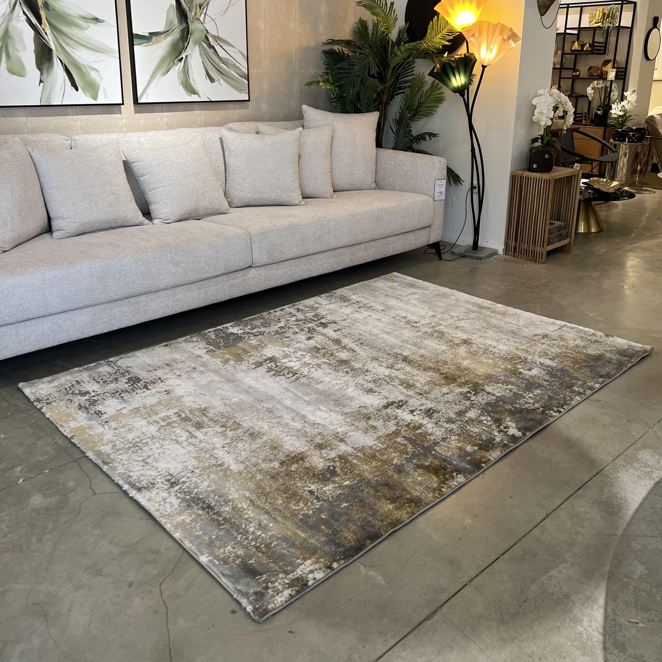 שטיח אבסטרקט אפור חרדל דגם ארנה שטיח אבסטרקט אפור חרדל דגם ארנה