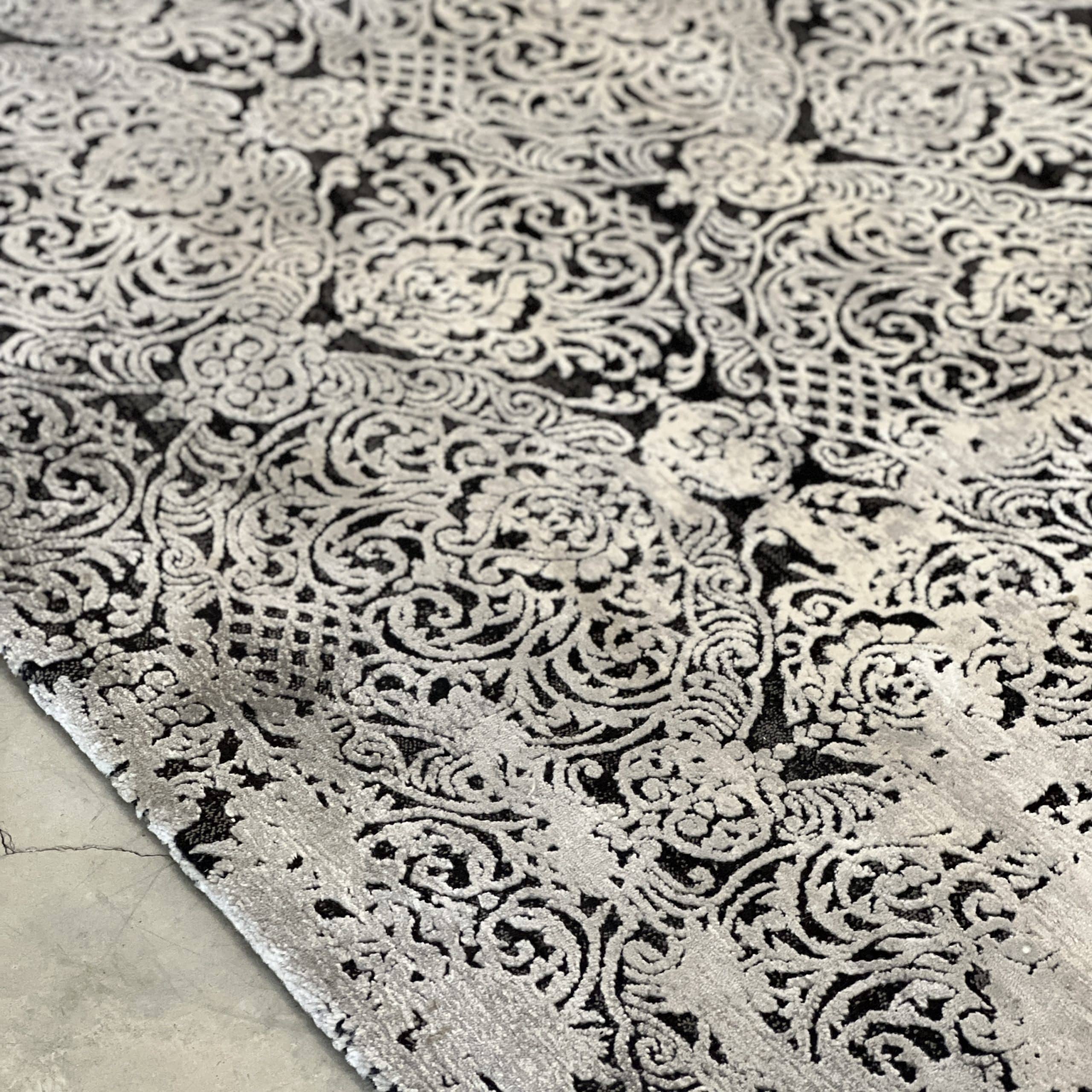 שטיח מרוקאי בסגנון וינטז אפור בהיר ושחור דגם סנסה שטיח מרוקאי בסגנון וינטז אפור בהיר ושחור דגם סנסה