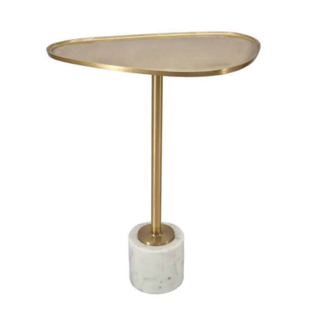 שולחן צד מגש זהב אמורפי בסיס מרבל שיש