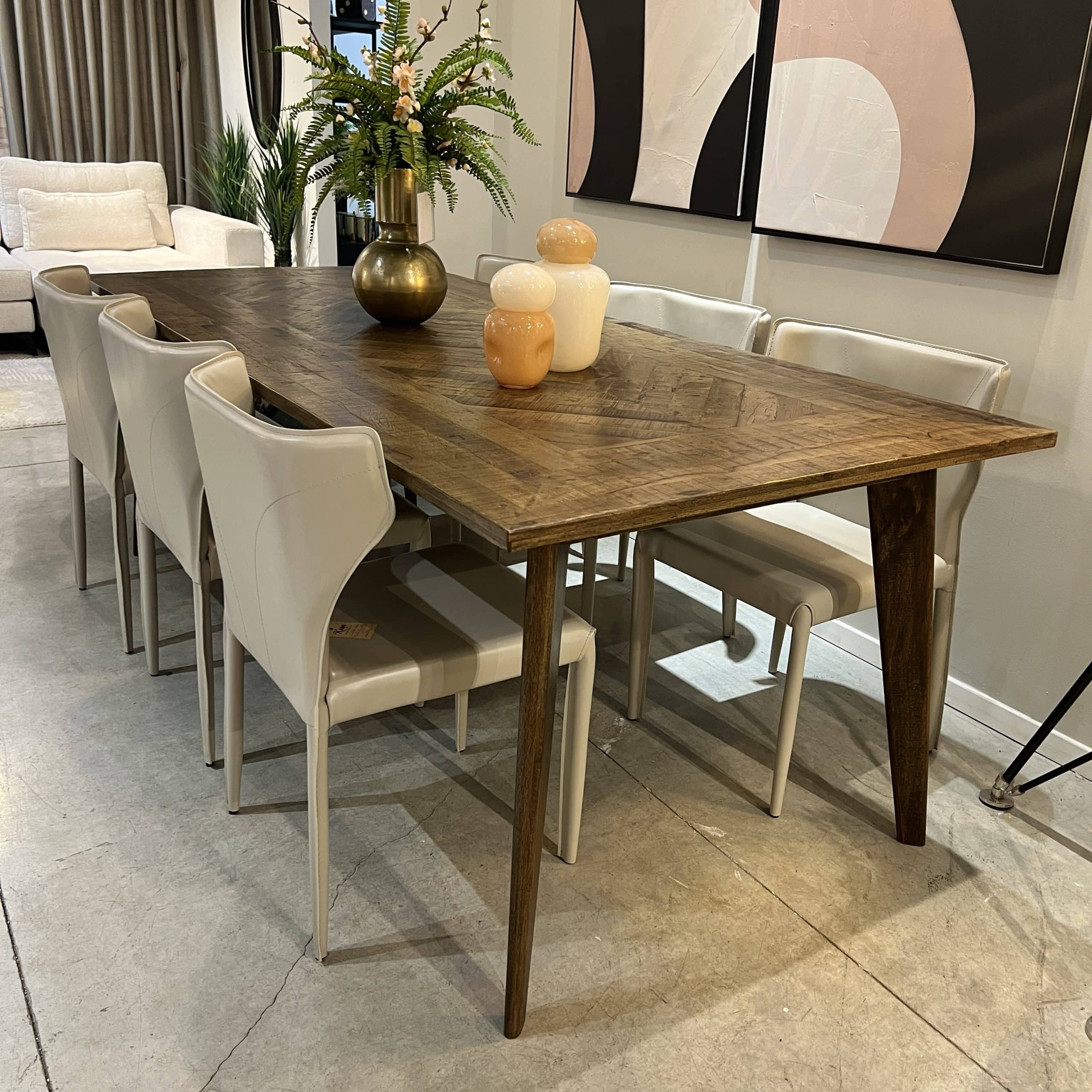 שולחן אוכל עץ מלבני מעוין מסגרת דגם דאלי - SALE מלאי!