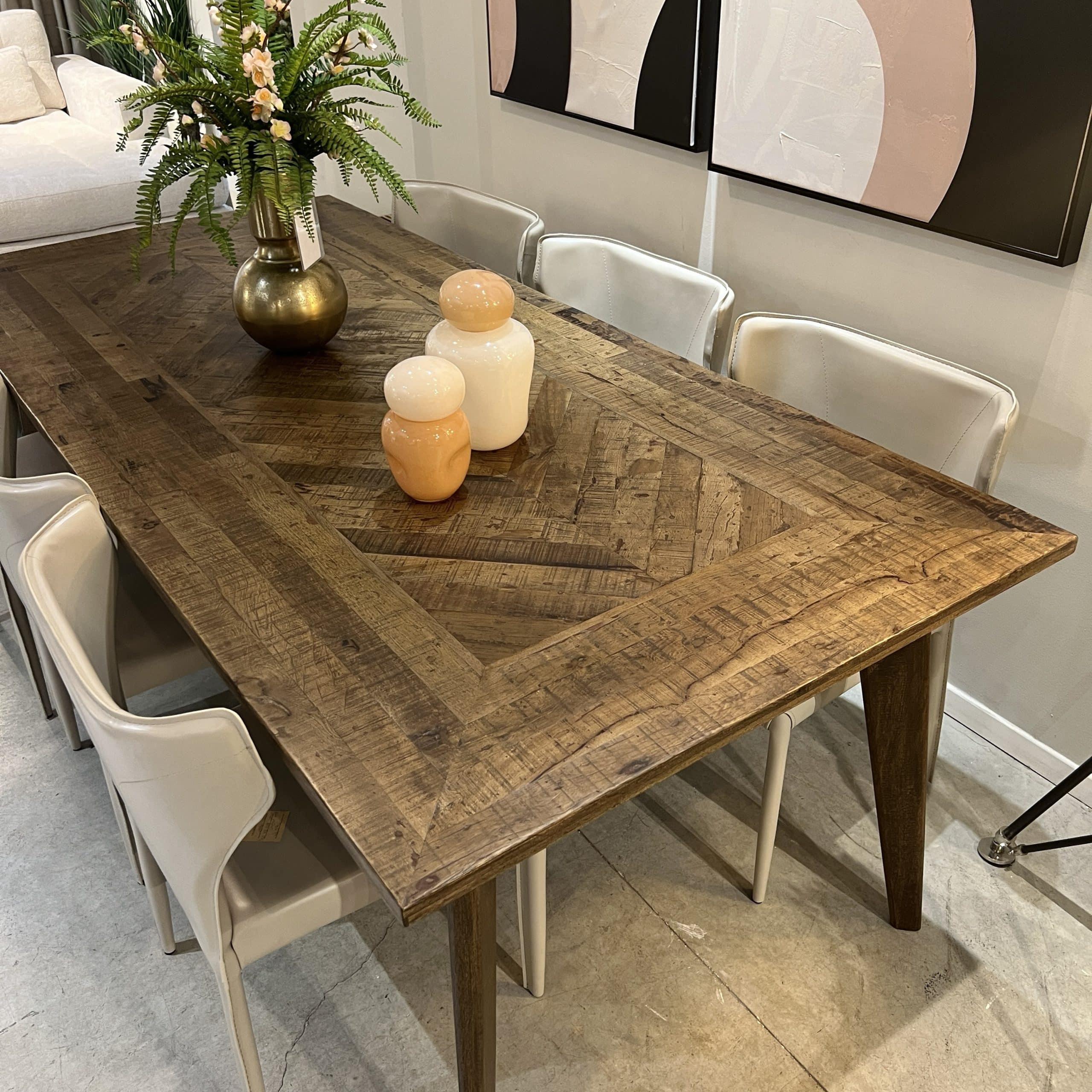 שולחן אוכל עץ מלבני מעוין מסגרת דגם דאלי - SALE מלאי!