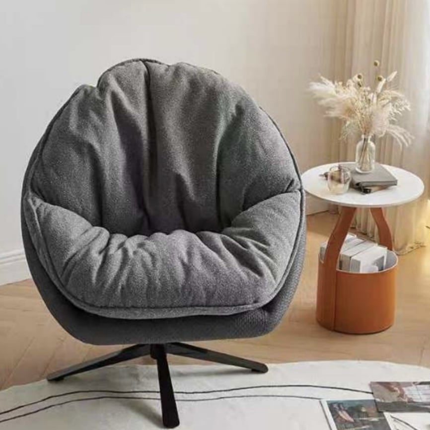 כורסא עגולה דילן מסתובבת גב דמוי עור שחור כרית נשלפת אריג אפור דגם סופיטל כורסא עגולה דילן מסתובבת גב דמוי עור שחור כרית נשלפת אריג אפור דגם סופיטל