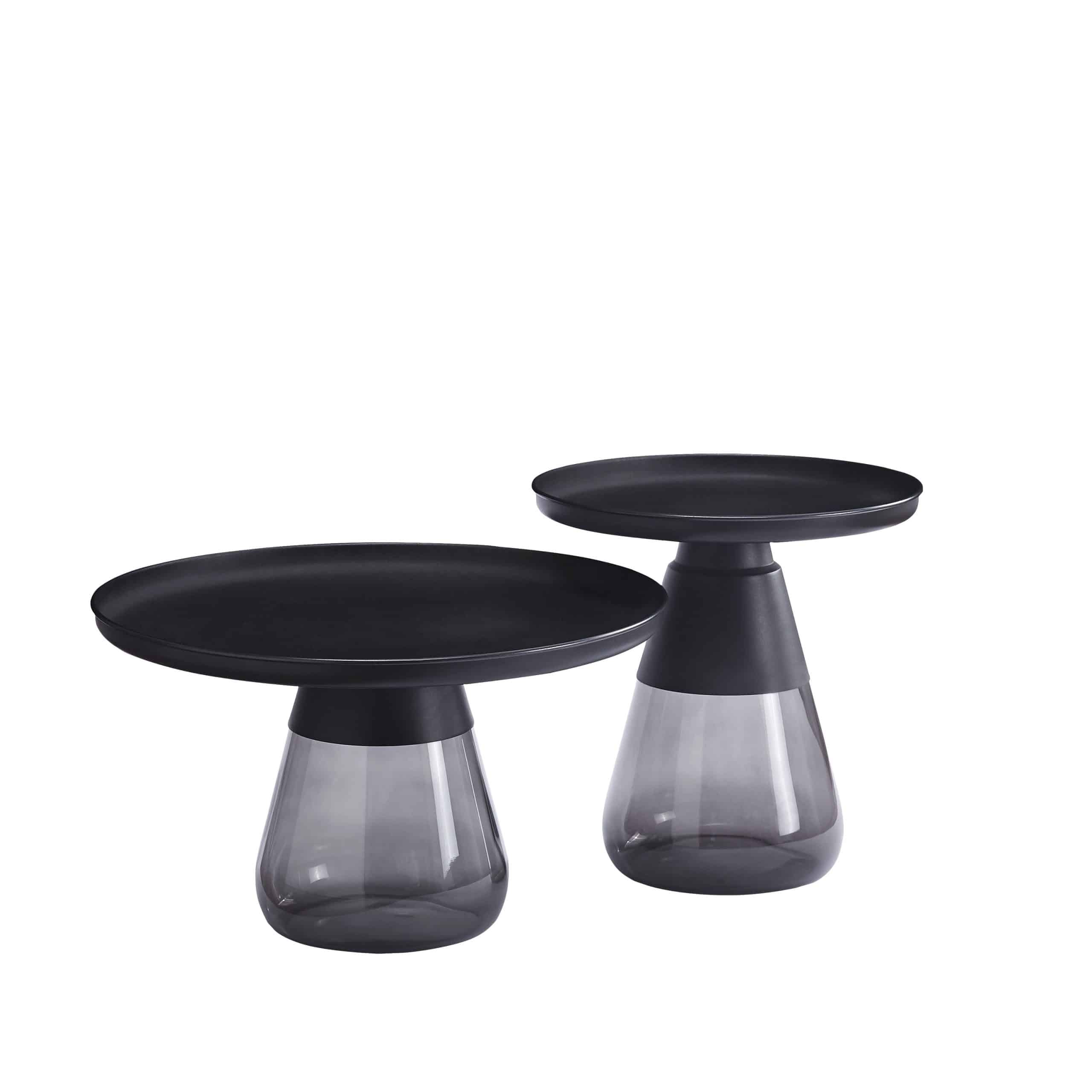 סט שולחנות סלון מגש ברזל ורגל זכוכית כהה דגם גרייס - sale!!! סט שולחנות סלון מגש ברזל ורגל זכוכית כהה דגם גרייס - sale!!!