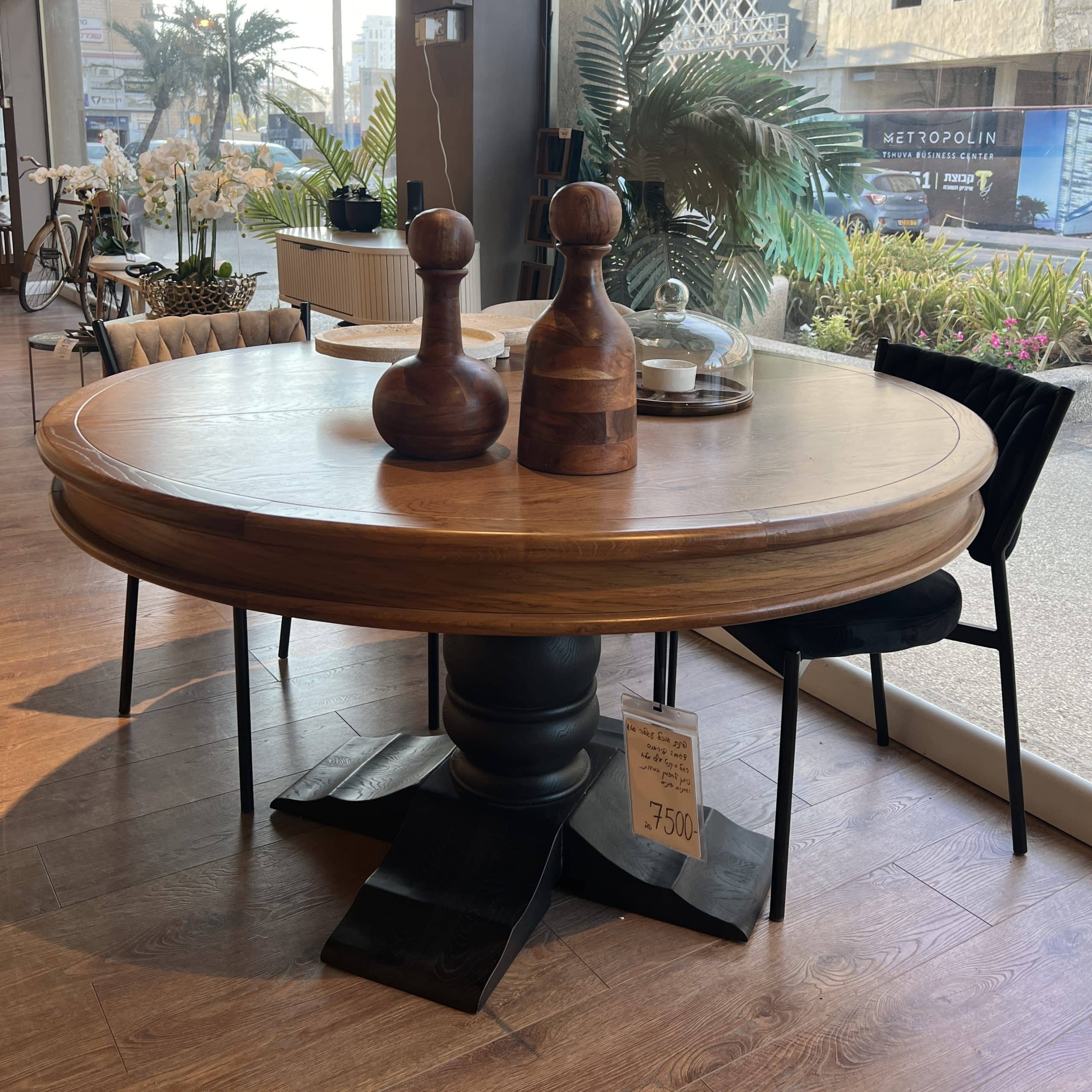 פינת אוכל עץ עגולה דגם פיראוס