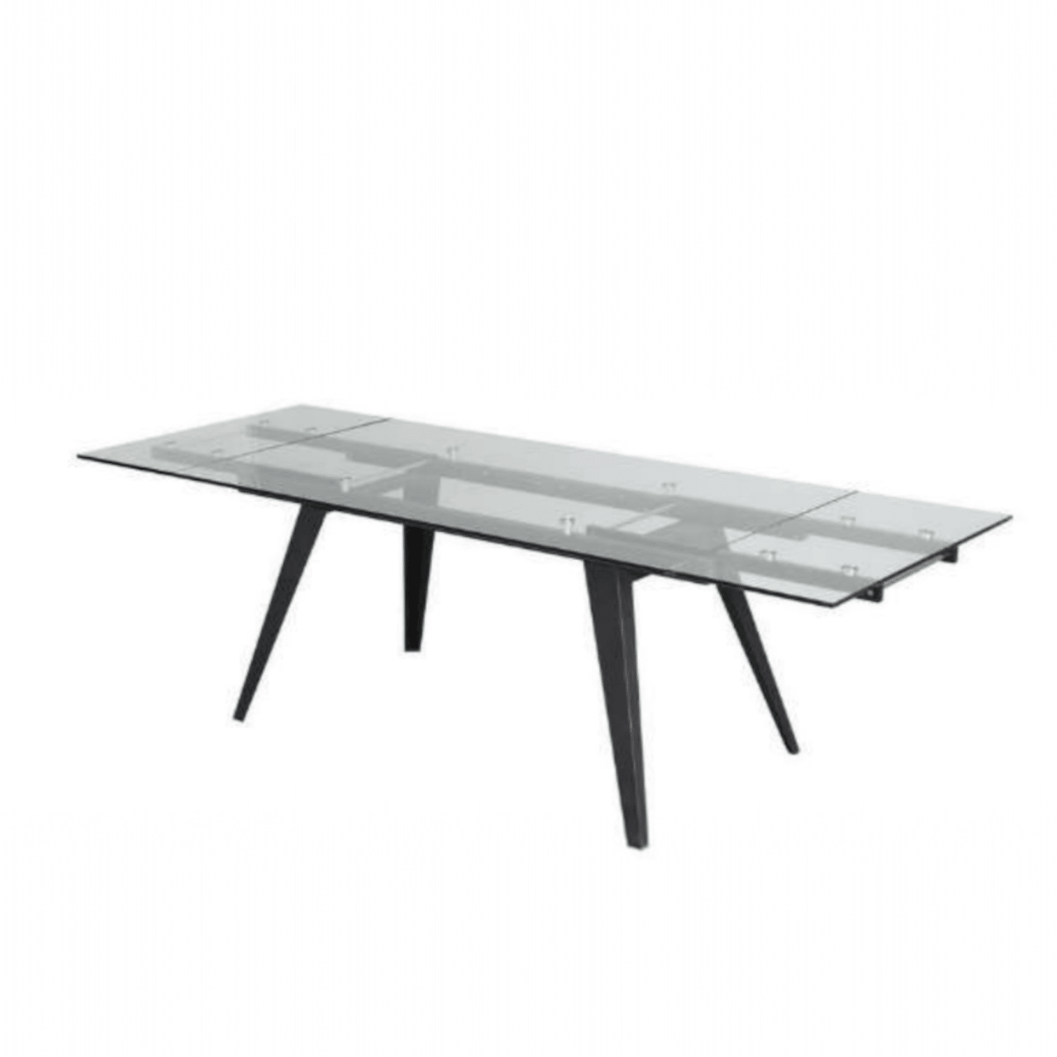 שולחן אוכל זכוכית מחוסמת נפתח רגל שחורה דגם הלן