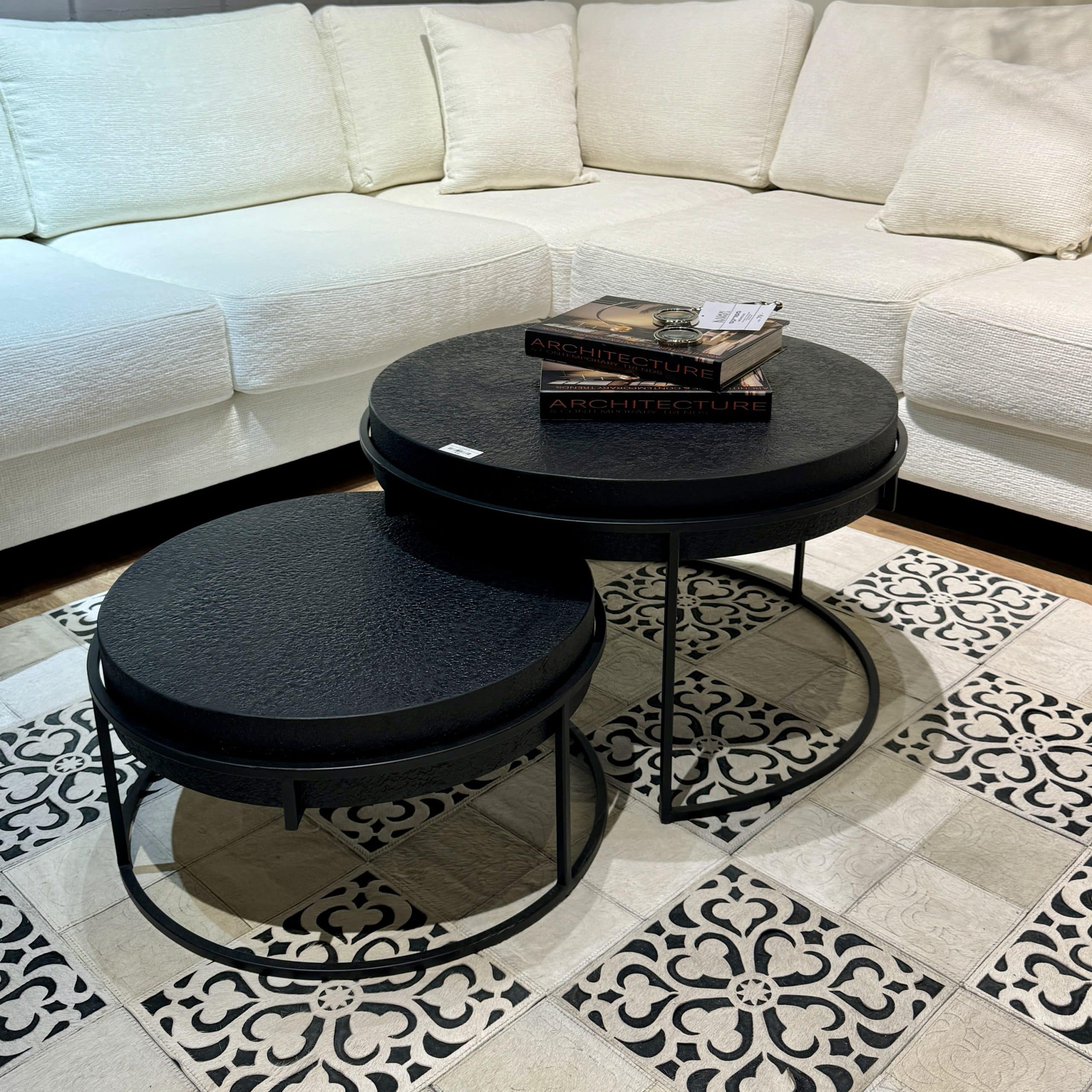 סט שולחנות סלון עגולים בטון שחור דגם רוני