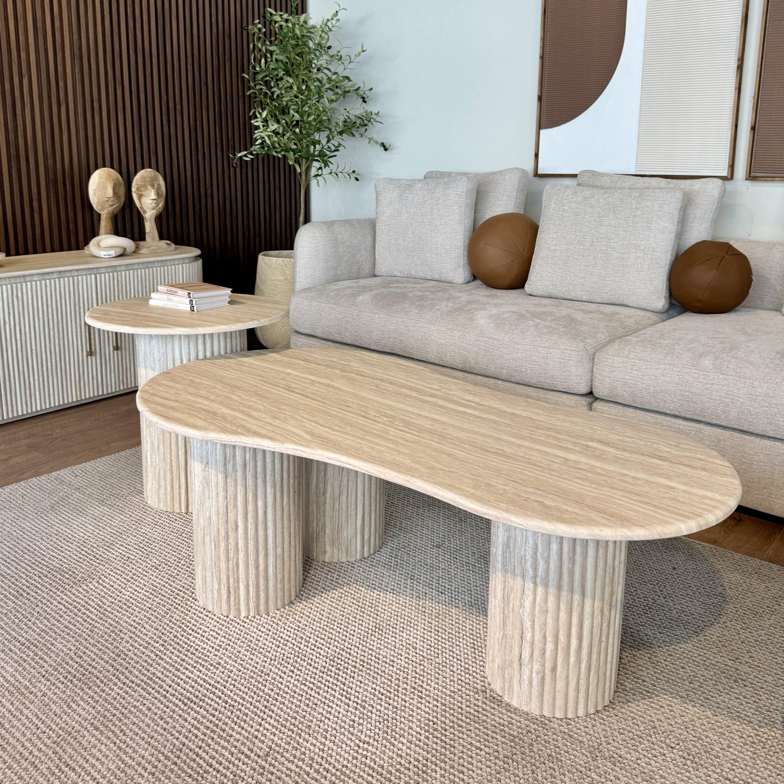 סט שולחנות סלון אמורפי טרוונטין דגם סלינה סט שולחנות סלון אמורפי טרוונטין דגם סלינה