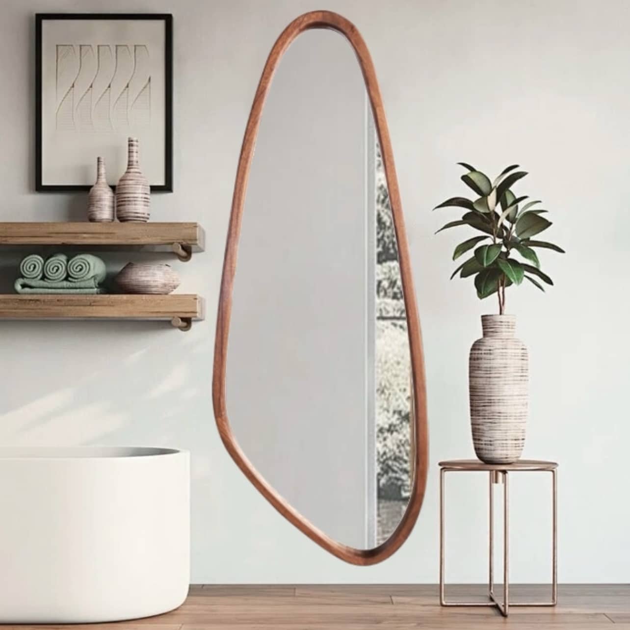 מראת עץ אגוז רובי דגם פרל מראת עץ אגוז רובי דגם פרל