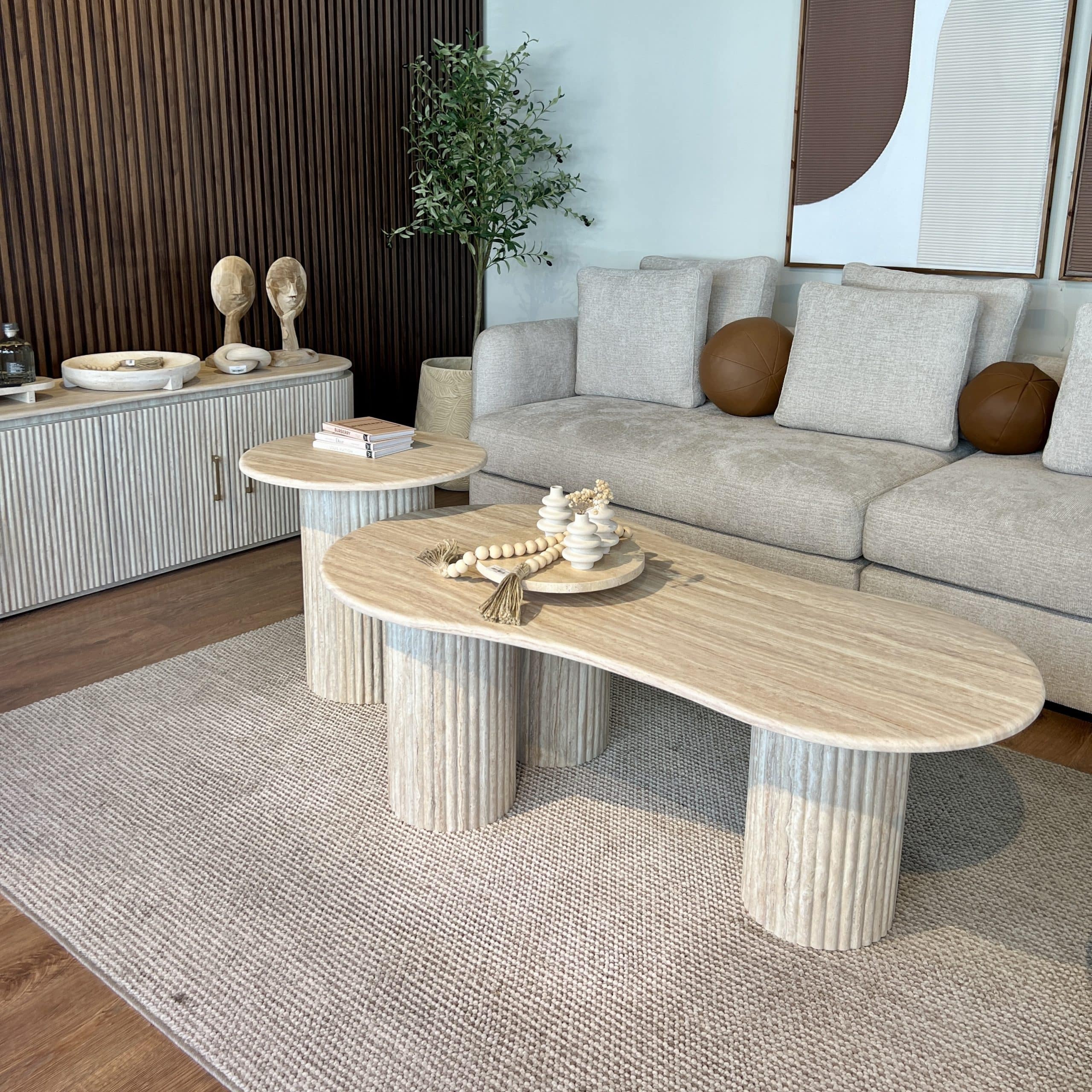 סט שולחנות סלון אמורפי טרוונטין דגם סלינה סט שולחנות סלון אמורפי טרוונטין דגם סלינה