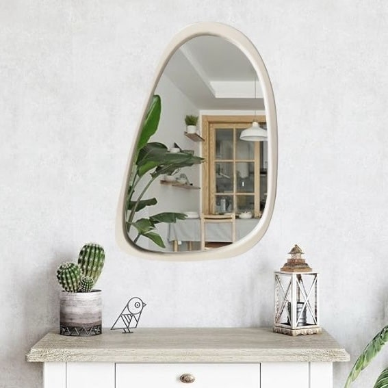 מראת לירי עץ שמנת דגם פרל מראת לירי עץ שמנת דגם פרל