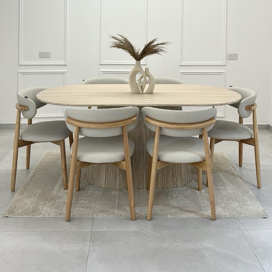 כיסא פיליפה עץ אלון דמוי עור שמנת דגם סופיטל