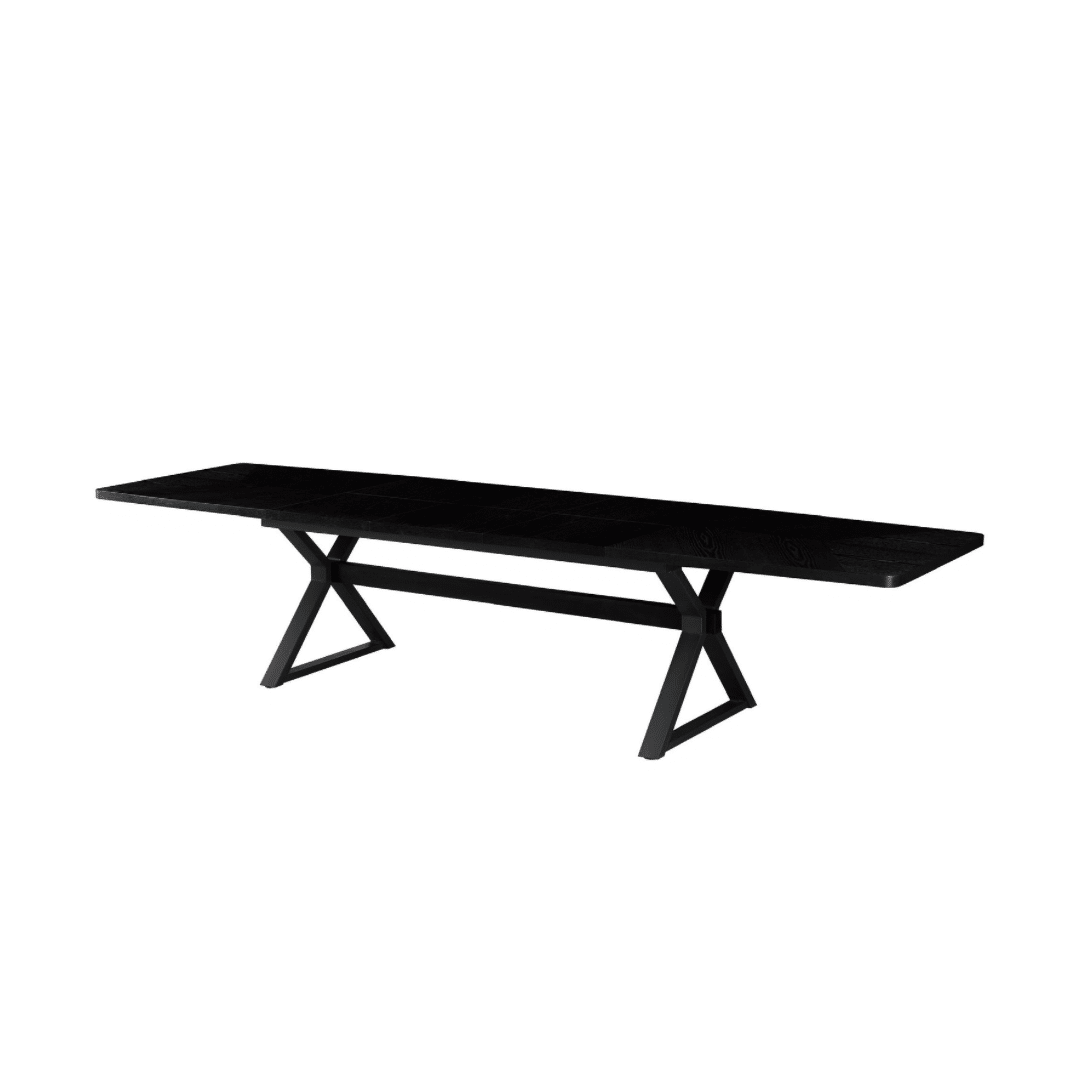 שולחן פינת אוכל פורניר שחור רגל ברזל שחור דגם אמה SALE