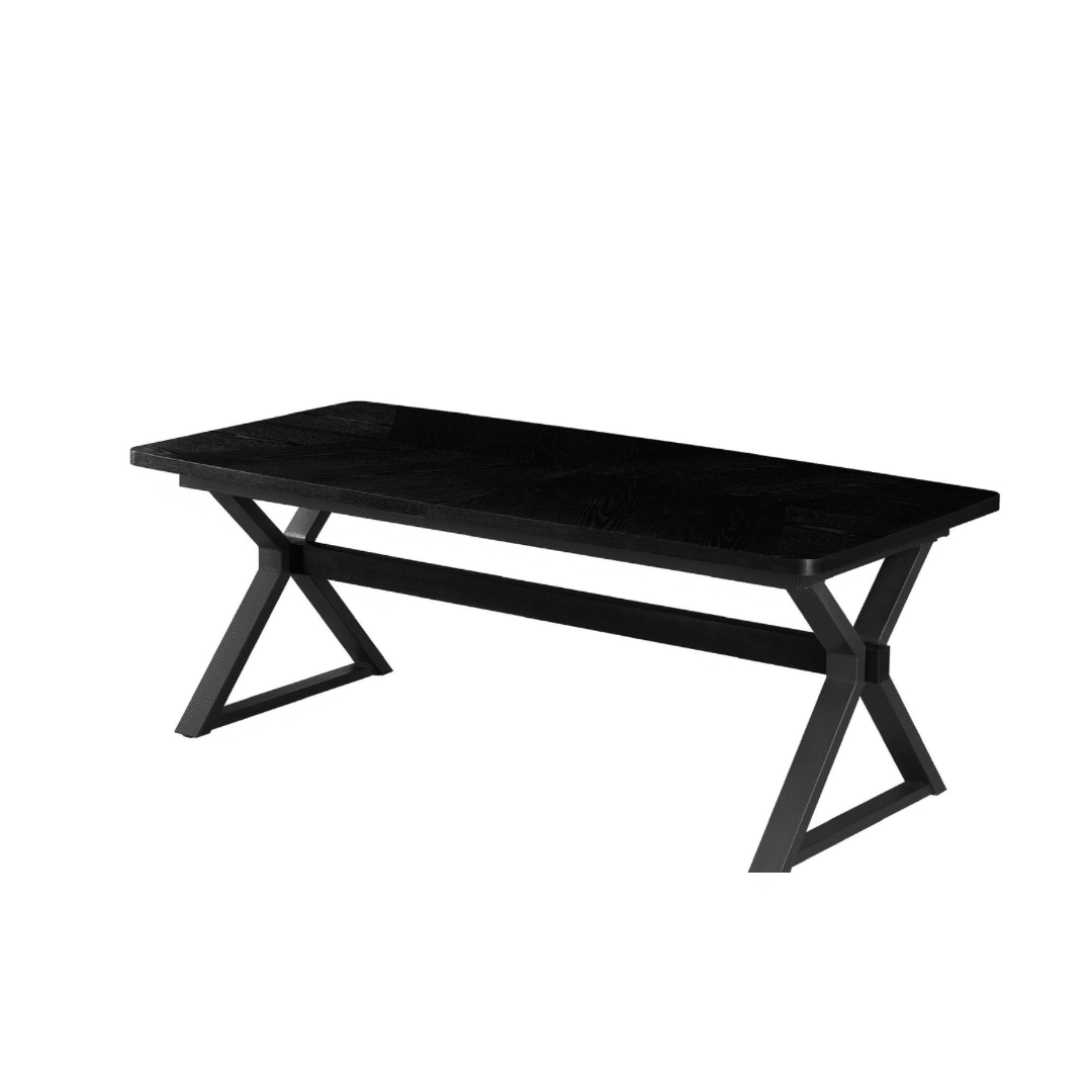 שולחן פינת אוכל פורניר שחור רגל ברזל שחור דגם אמה SALE