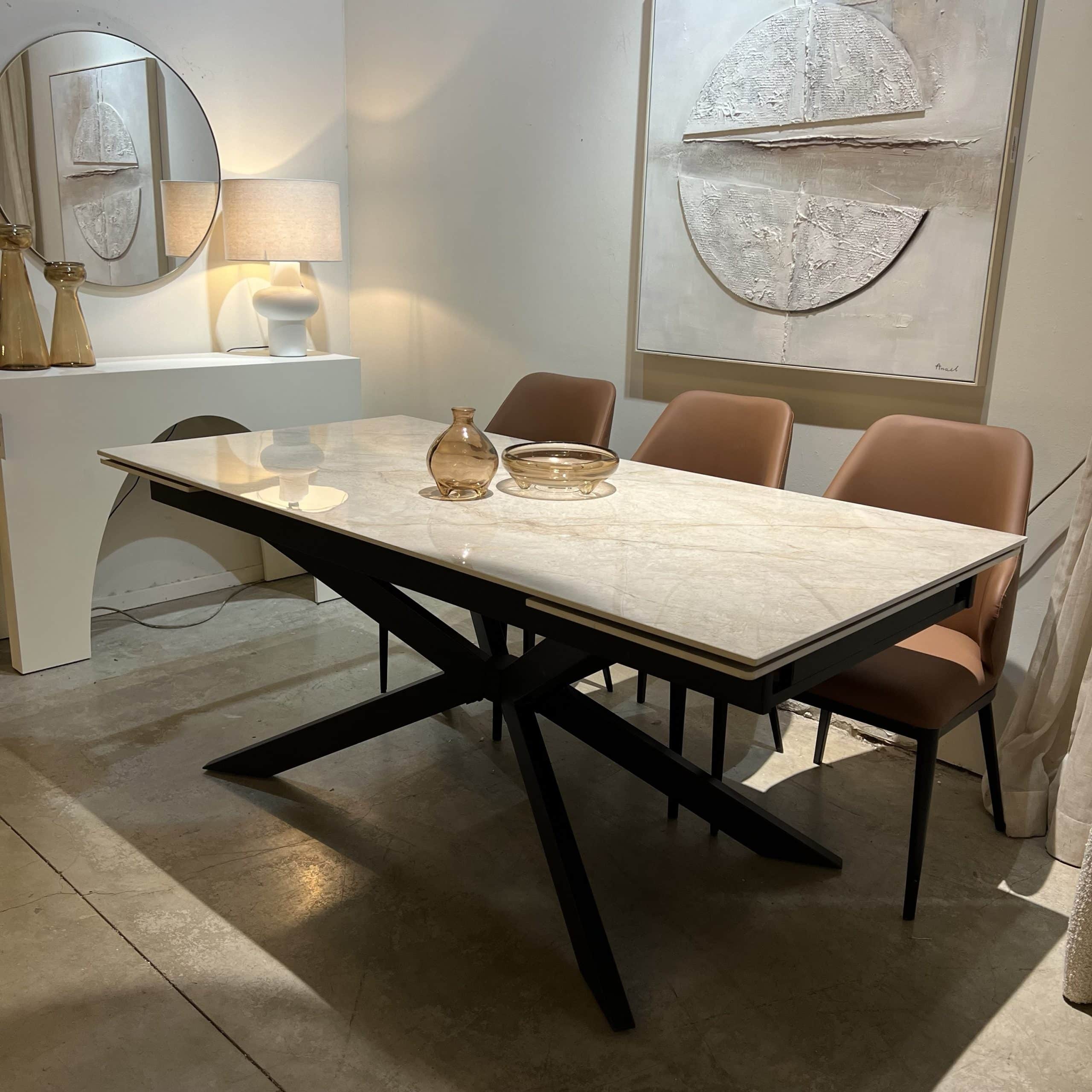 שולחן אוכל פורצלן גרניט אבן מבריק נפתח דגם לאקי SALE