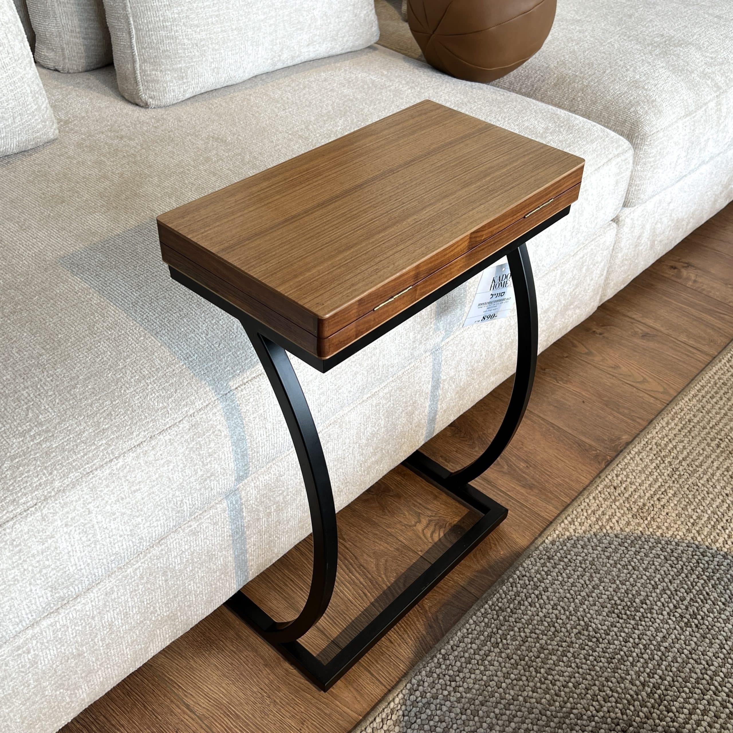 נשכן שש בש + כלים עץ רגל ברזל שחור דגם סוניל - אחרון במלאי!