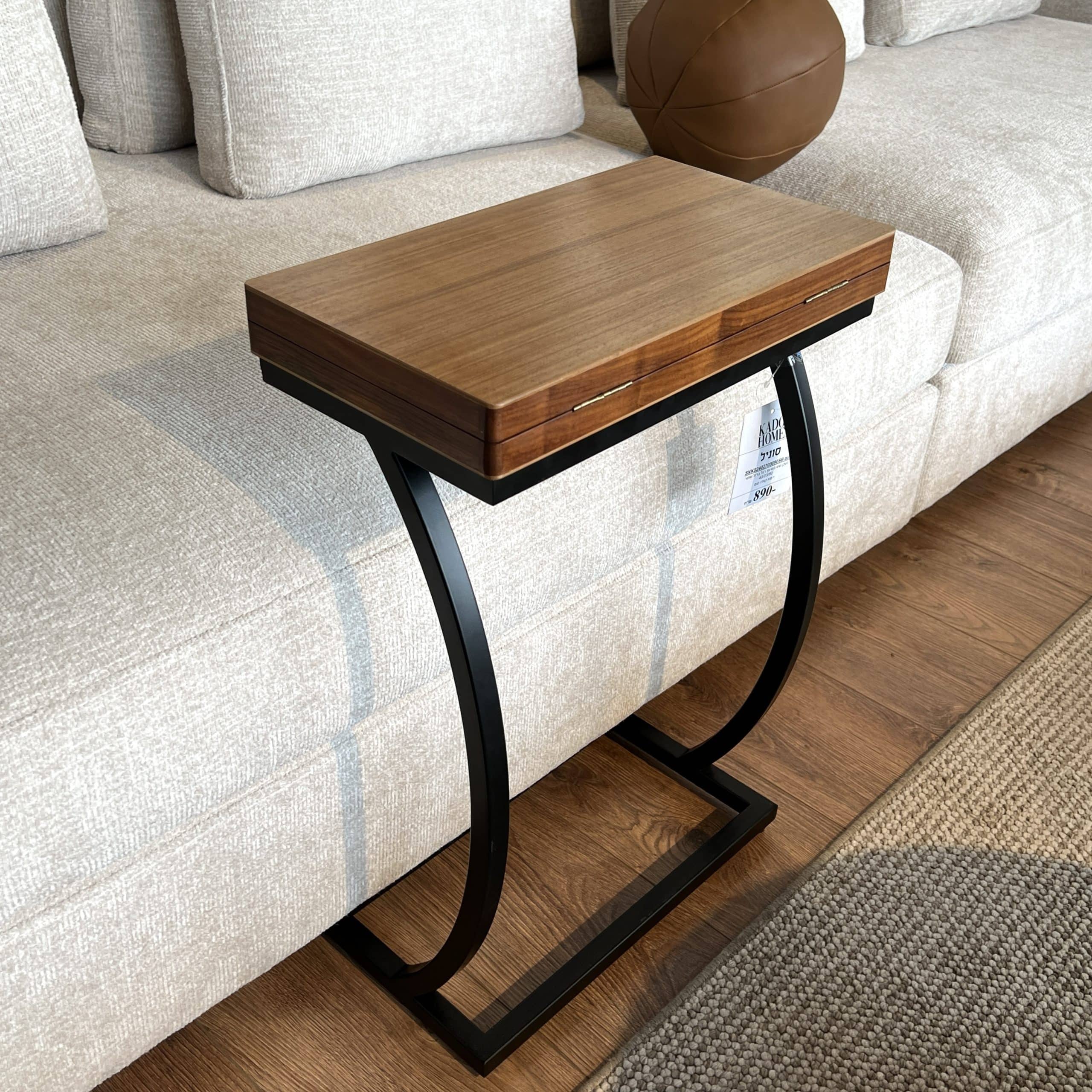 נשכן שש בש + כלים עץ רגל ברזל שחור דגם סוניל - אחרון במלאי!