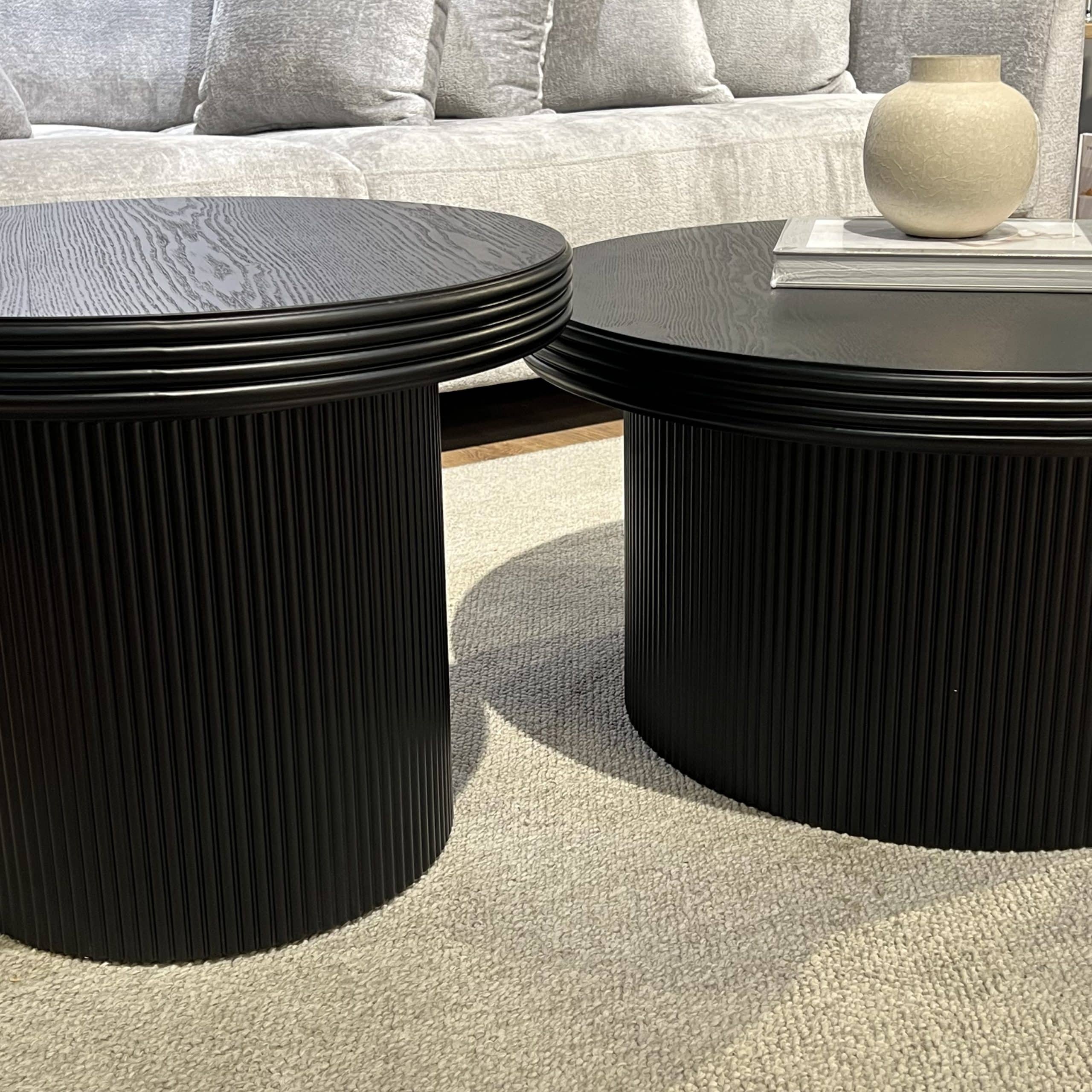 סט שולחנות סלון עגולים מעוצבים שחור דגם סלינה סט שולחנות סלון עגולים מעוצבים שחור דגם סלינה