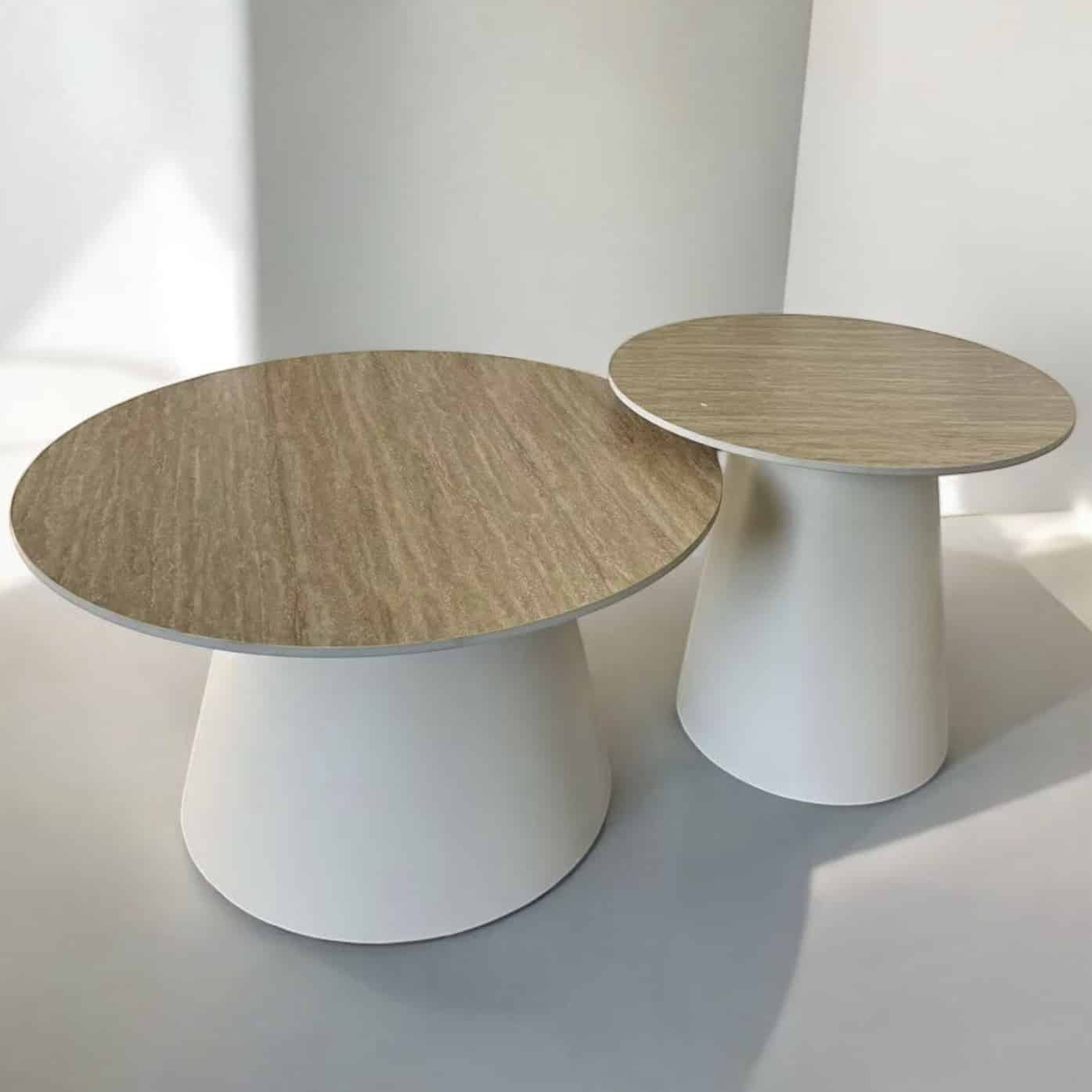 סט שולחנות סלון עגולים טופ טרוורטין רגל אמצע דגם סופיטל סט שולחנות סלון עגולים טופ טרוורטין רגל אמצע דגם סופיטל