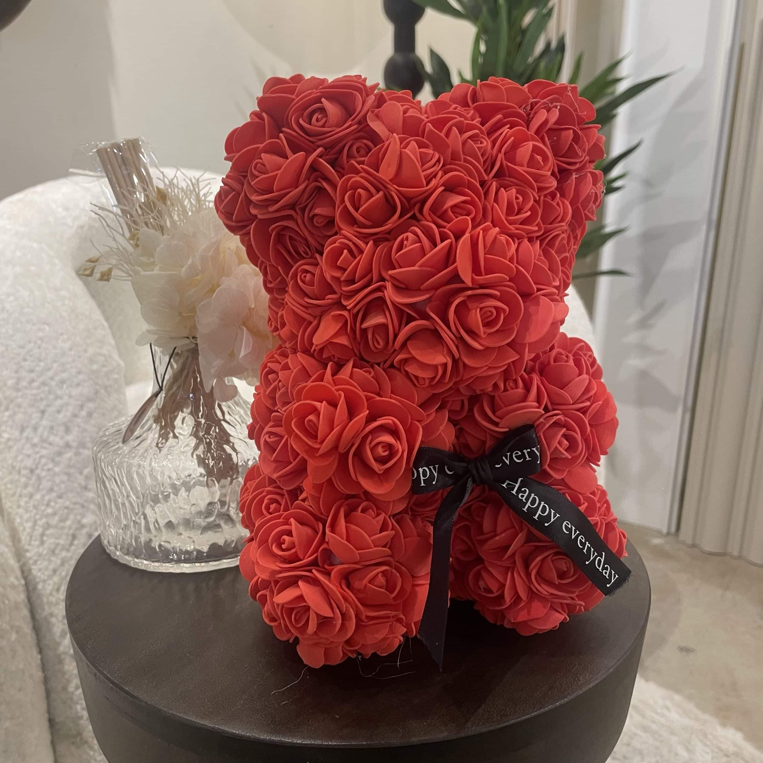 דובי פרחים מעוצב גוון אדום