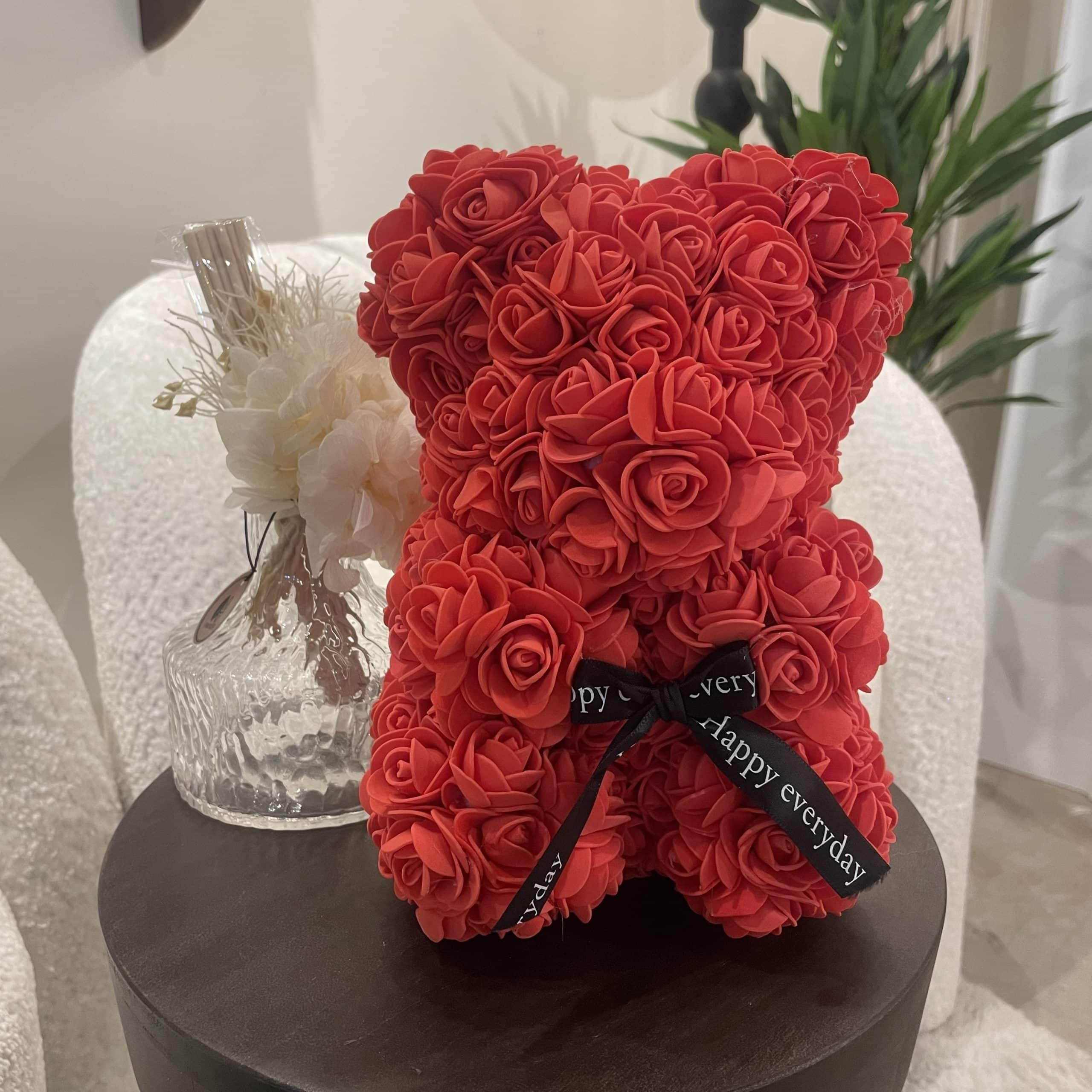 דובי פרחים מעוצב גוון אדום