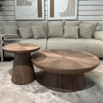 סט שולחנות סלון מעוצבים עגולים אגוז אמריקאי מגש תפירה שמש דגם סופיטל  - חזרו למלאי!!